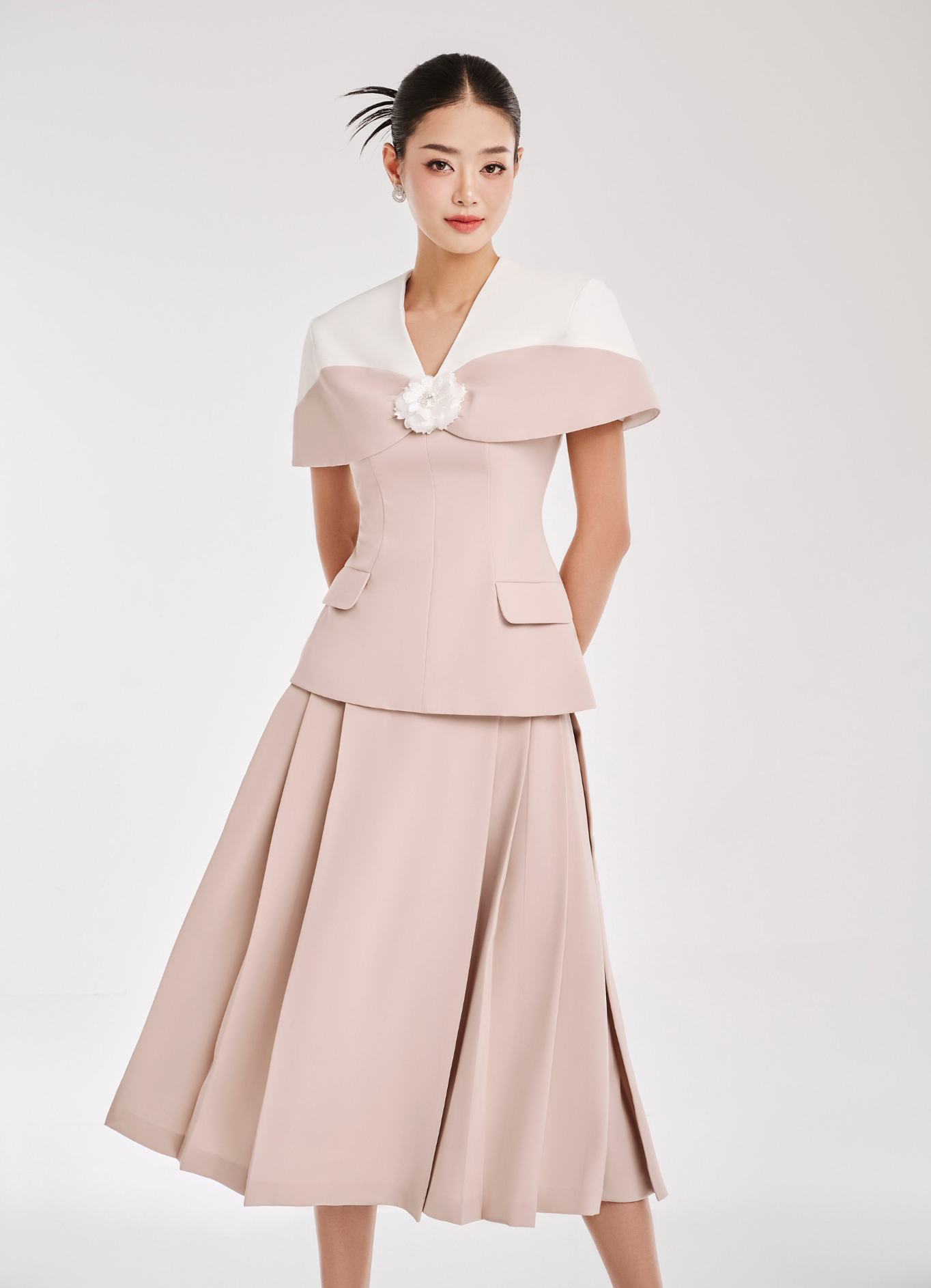 Áo Blazer vai độn và Chân váy dài midi 6 mảnh- Linen Tưng Premium |  Lazada.vn