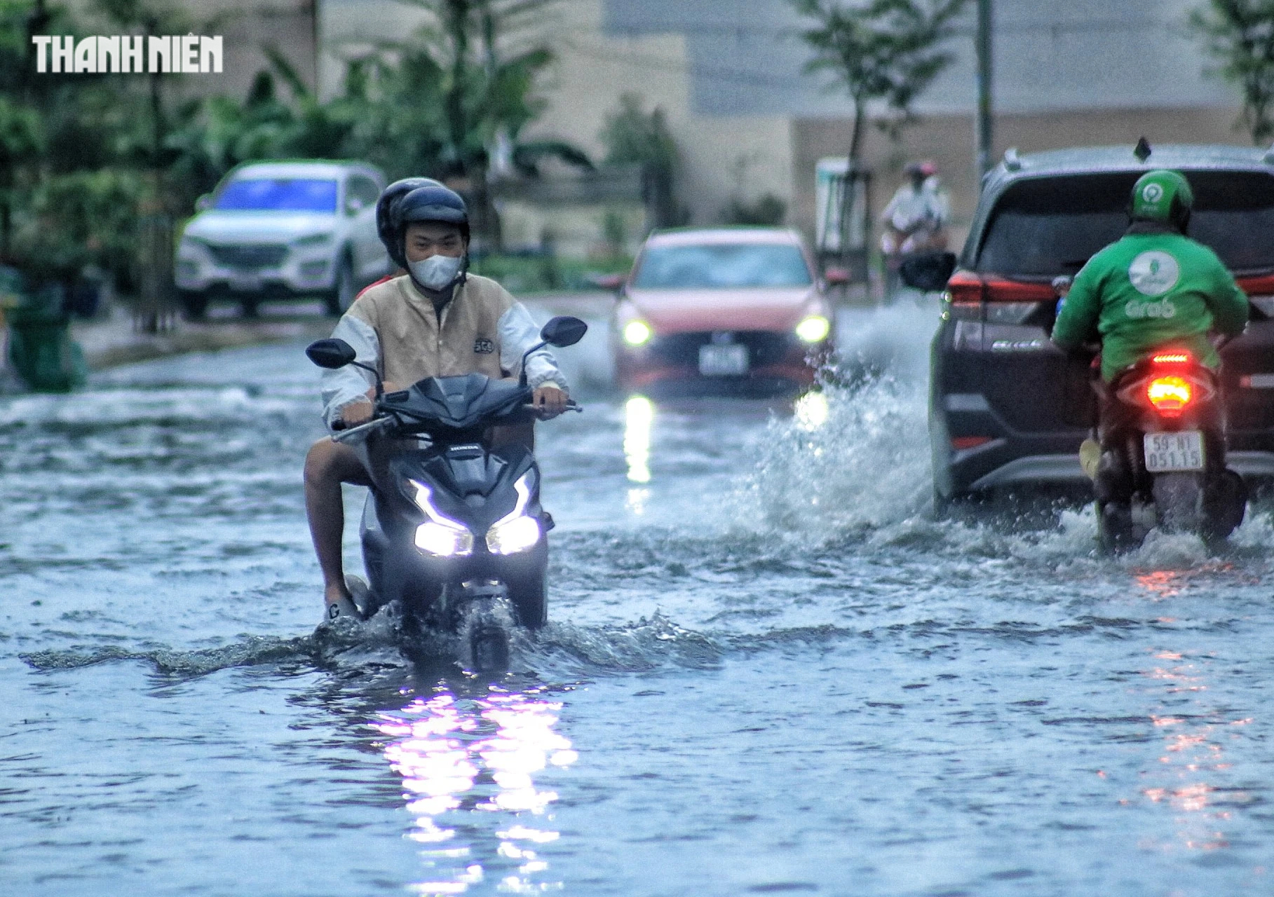 Cuối tuần, TP.HCM có mưa to: Cây bật gốc đổ ra đường, đường phố mênh mông nước - Ảnh 8.