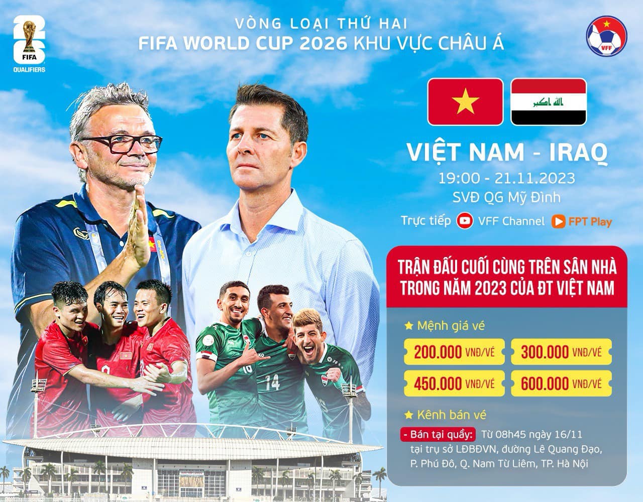 Xem trực tiếp đội tuyển Việt Nam đấu đội mạnh Iraq trên kênh nào? - Ảnh 1. Xem trực tiếp đội tuyển Việt Nam đấu đội mạnh Iraq trên kênh nào? - Ảnh 1.