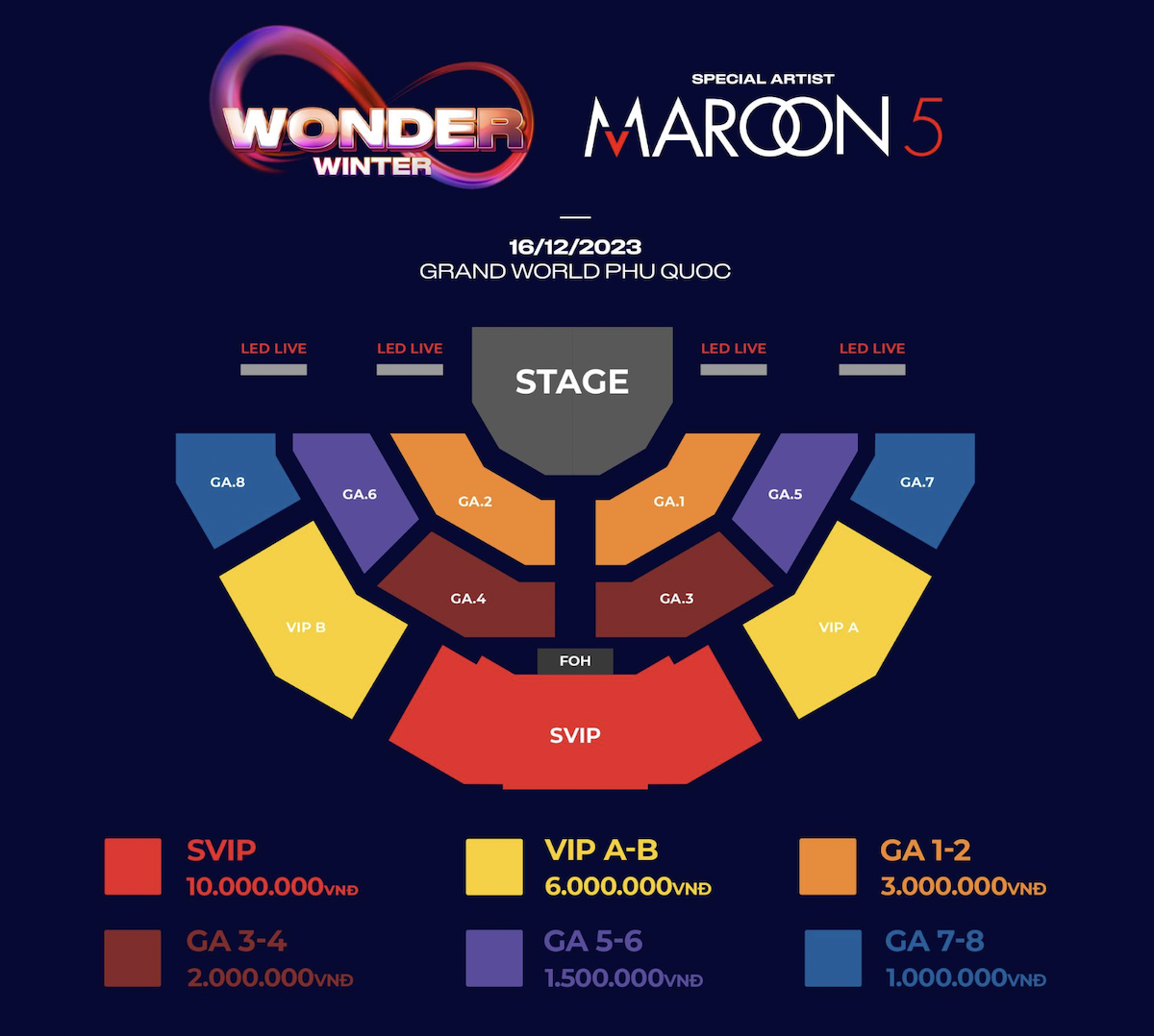 Hé lộ giá vé đêm diễn Maroon 5 tại Việt Nam