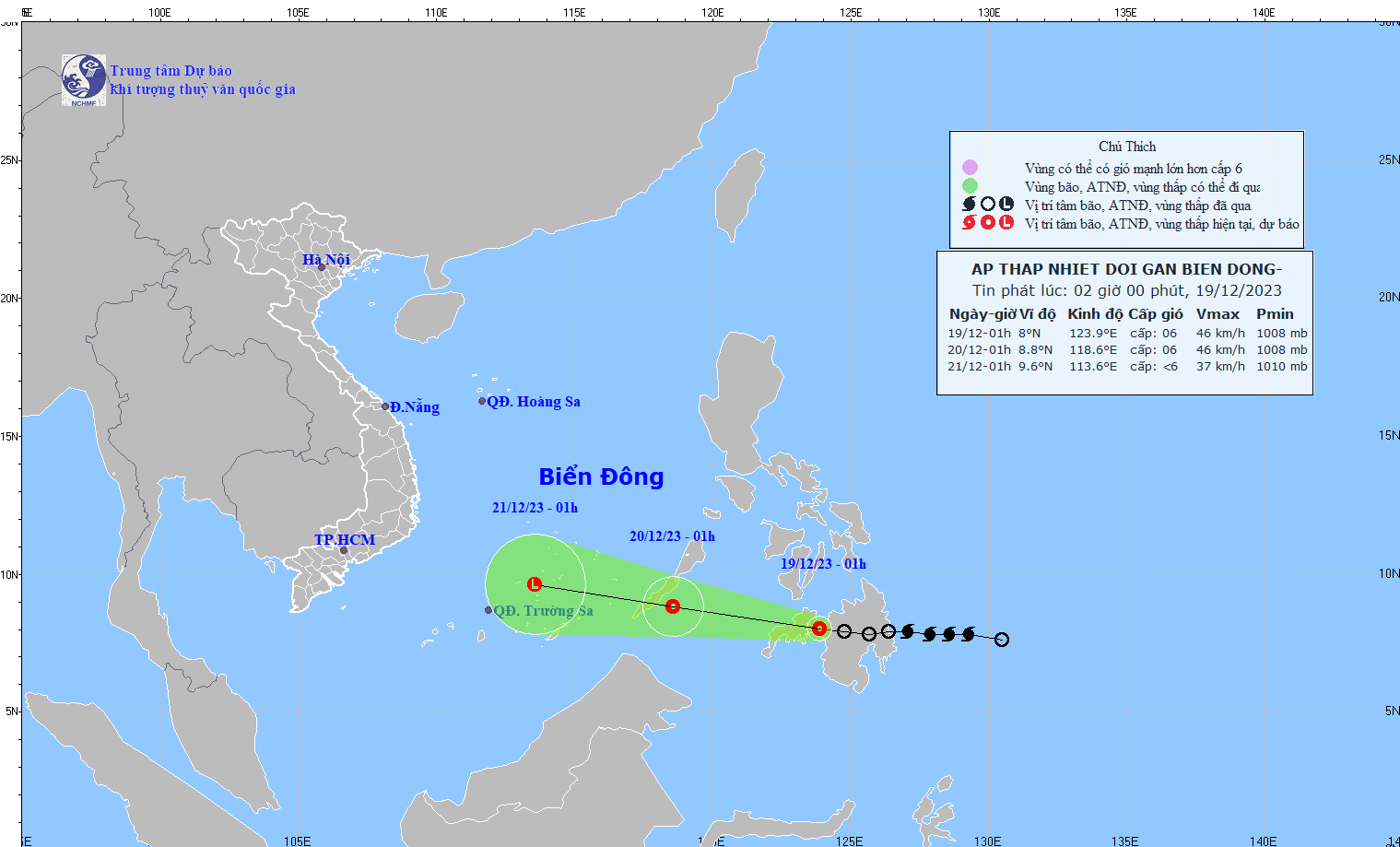 Tin tức thời tiết hôm nay, 19.12.2023: Áp thấp nhiệt đới gây gió giật cấp 8 - Ảnh 1.