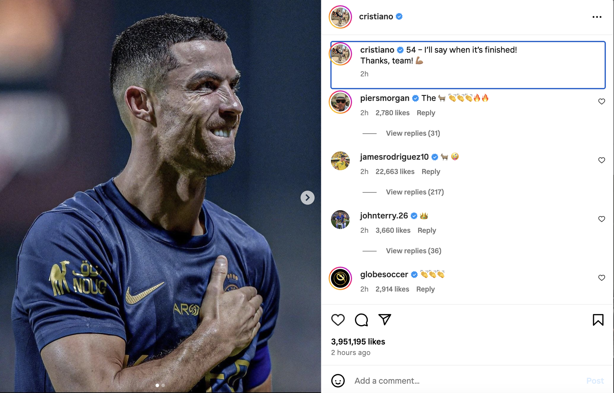 Cristiano Ronaldo nói gì sau khi hoàn tất năm 2023 với 54 bàn thắng?
