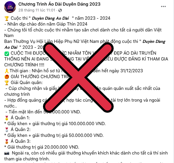 Cuộc thi áo dài giả mạo nhan nhản trên mạng xã hội: Hội LHPN VN nói gì? - Ảnh 5. Cuộc thi áo dài giả mạo nhan nhản trên mạng xã hội: Hội LHPN VN nói gì? - Ảnh 5.