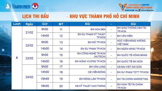 Lịch thi đấu vòng loại giải bóng đá Thanh Niên Sinh viên Việt Nam 2023 - Ảnh 8.