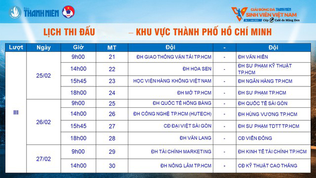 Lịch thi đấu vòng loại giải bóng đá Thanh Niên Sinh viên Việt Nam 2023 - Ảnh 9.