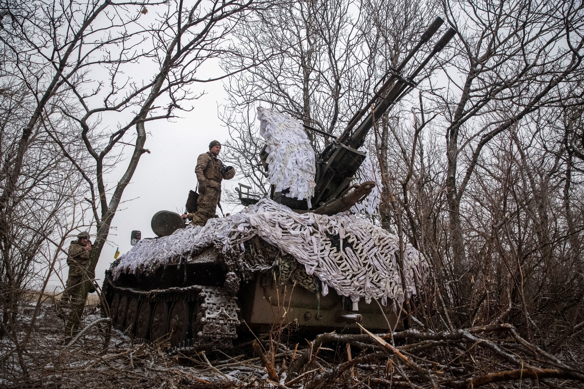 Pháo phòng không Ukraine gần tiền tuyến ở Donetsk ngày 1/2
