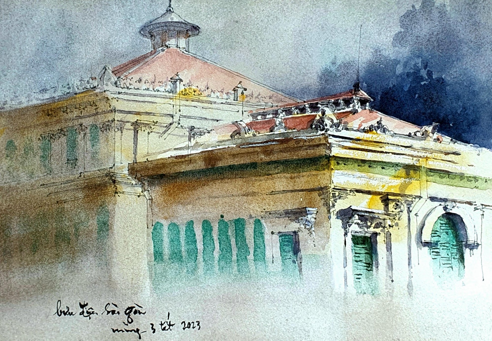 File Kiến trúc Bưu điện trung tâm Thành phố Hồ Chí Minh 2 tầng  Revit 2015