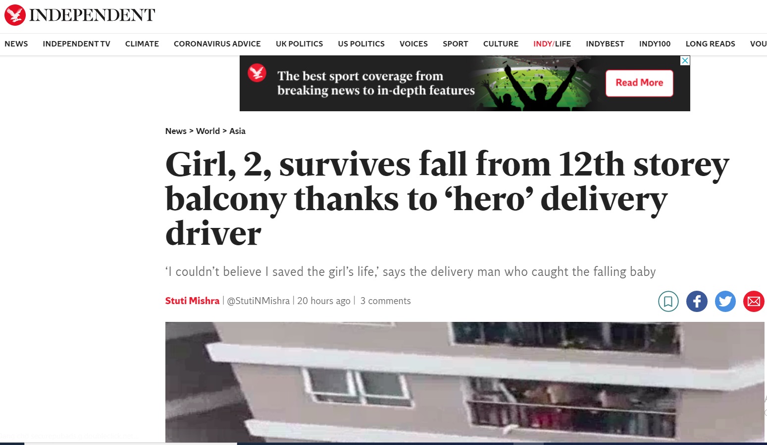 Báo chí quốc tế gọi anh Nguyễn Ngọc Mạnh là “siêu anh hùng” cứu bé gái rơi chung cư - Ảnh 2.