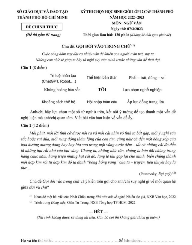 Vì sao đề thi môn ngữ văn tại TP.HCM luôn gây 'xôn xao' ?  - Ảnh 2.