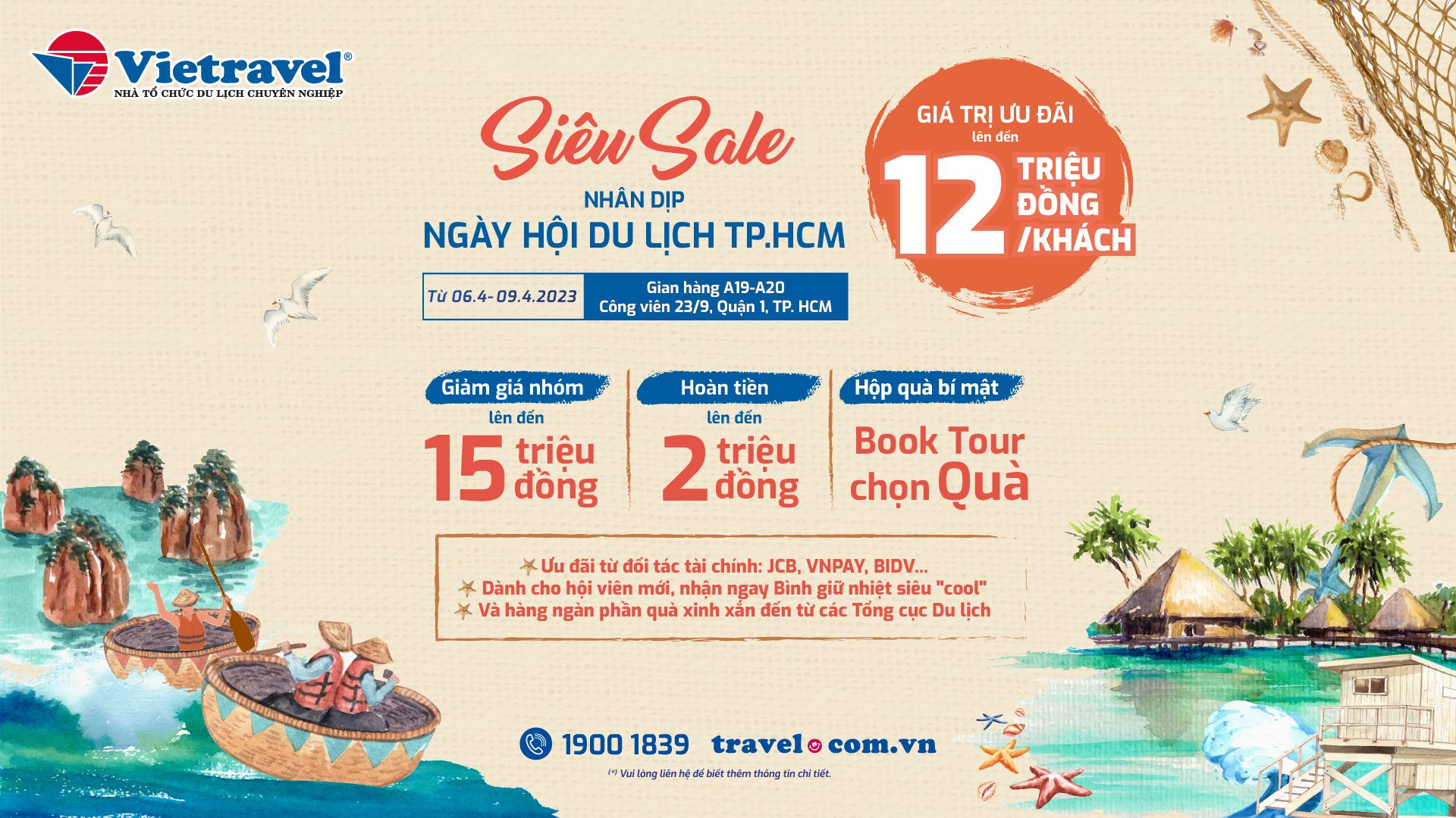 'Super oferta' de Vietravel con incentivos de hasta 12 millones de VND por cliente - Foto 1. 'Siêu sale' từ Vietravel với giá trị ưu đãi lên đến 12 triệu đồng/khách - Ảnh 1.