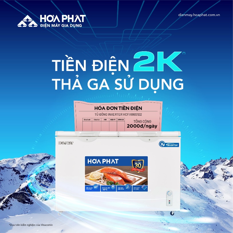 Hoa Phat បើកដំណើរការម៉ាស៊ីនបង្កកដែលមានសមត្ថភាពធំ សន្សំសំចៃអគ្គិសនីបានដល់ទៅ ៥០% - រូបថត ៤. Hòa Phát trình làng dòng tủ đông có dung tích khủng, tiết kiệm điện đến 50% - Ảnh 4.