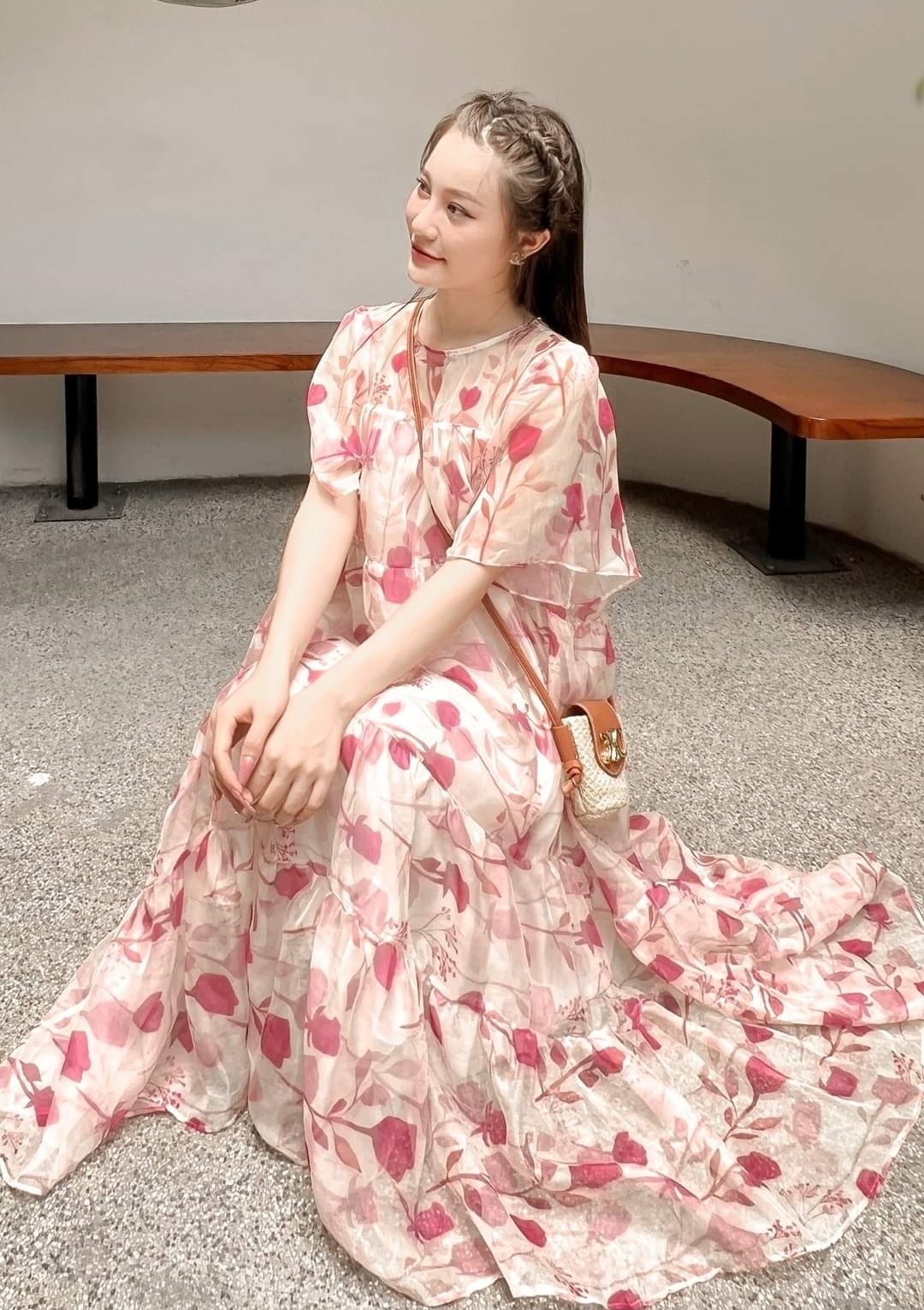 Đầm babydoll dáng xoè cổ v phối nơ, váy bánh bèo phong cách hàn quốc