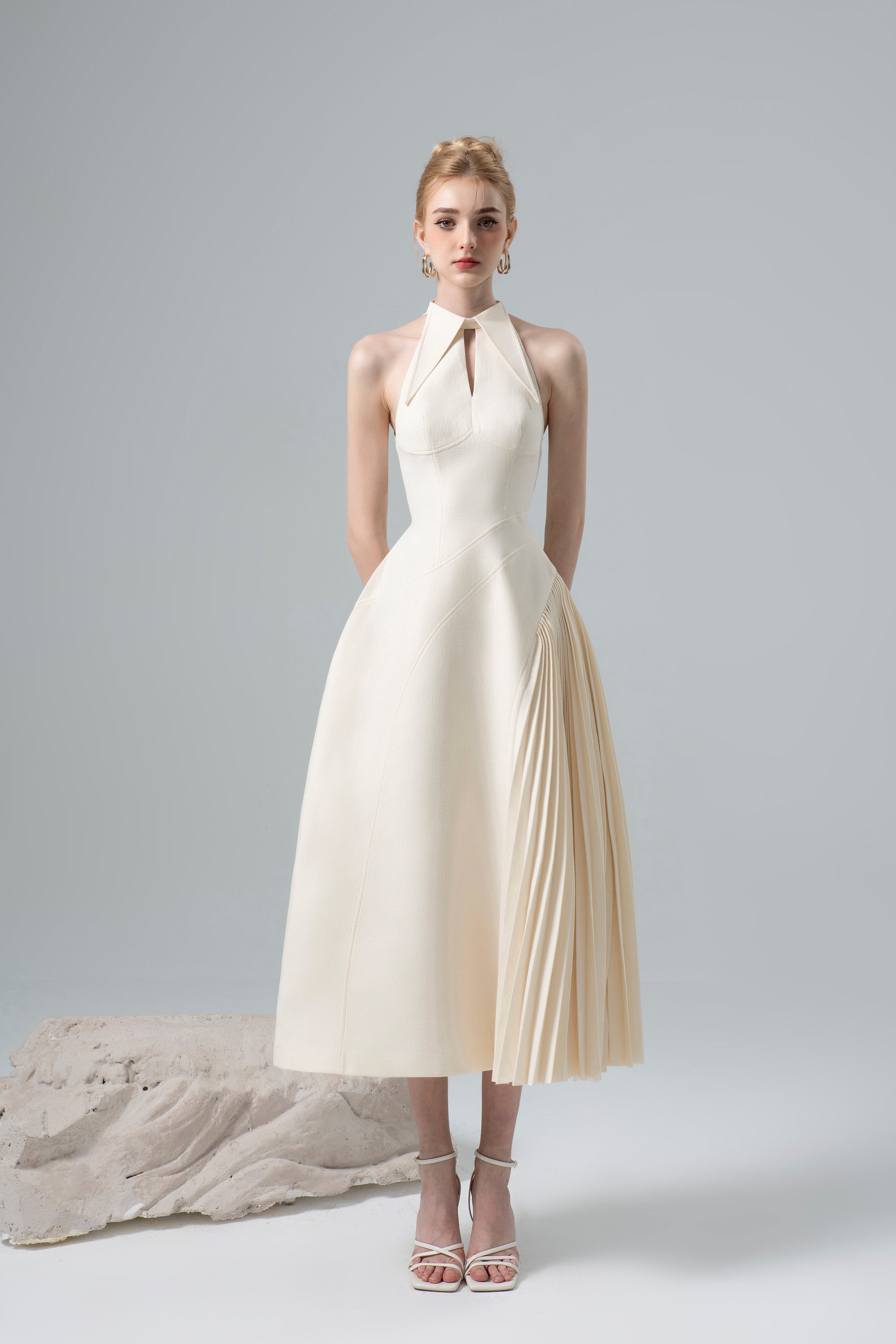 Suv007 váy 2 dây maxi trắng xòe 2 tầng nữ tính bánh bèo đầm hai dây xếp ly