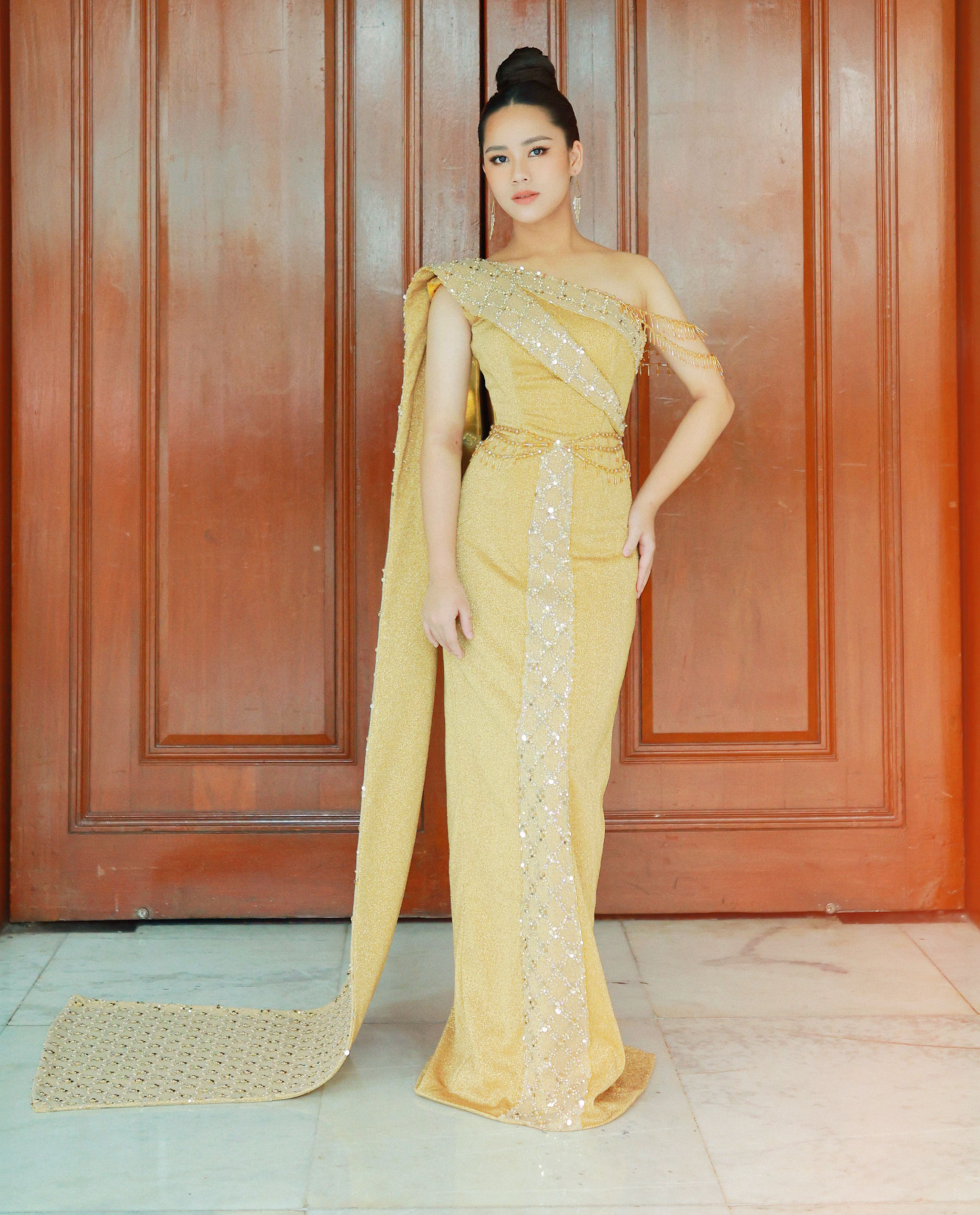 Váy dạ hội sang trọng màu vàng DA 153