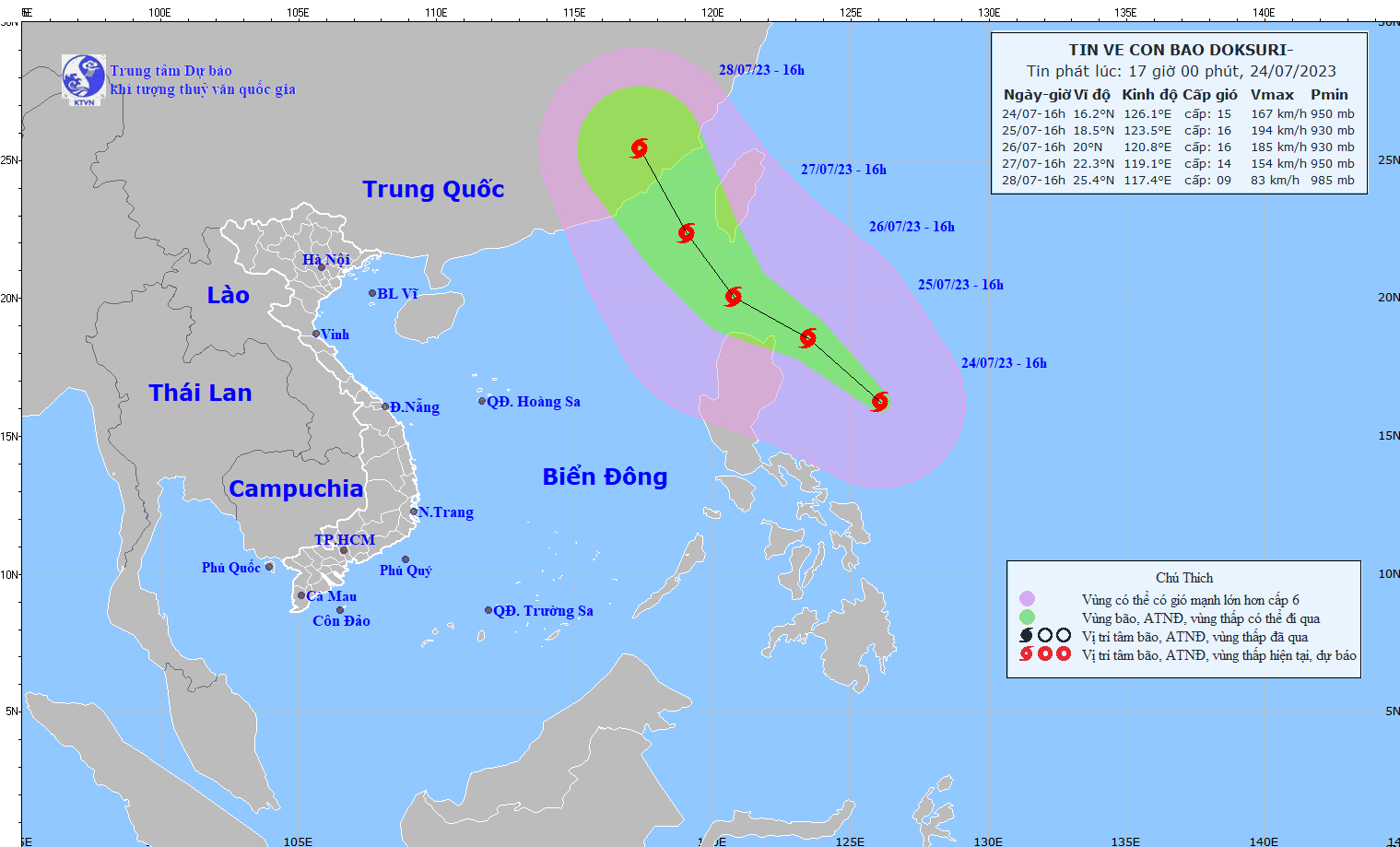 Bão Doksuri có thể thành siêu bão đi vào Biển Đông - Ảnh 1.