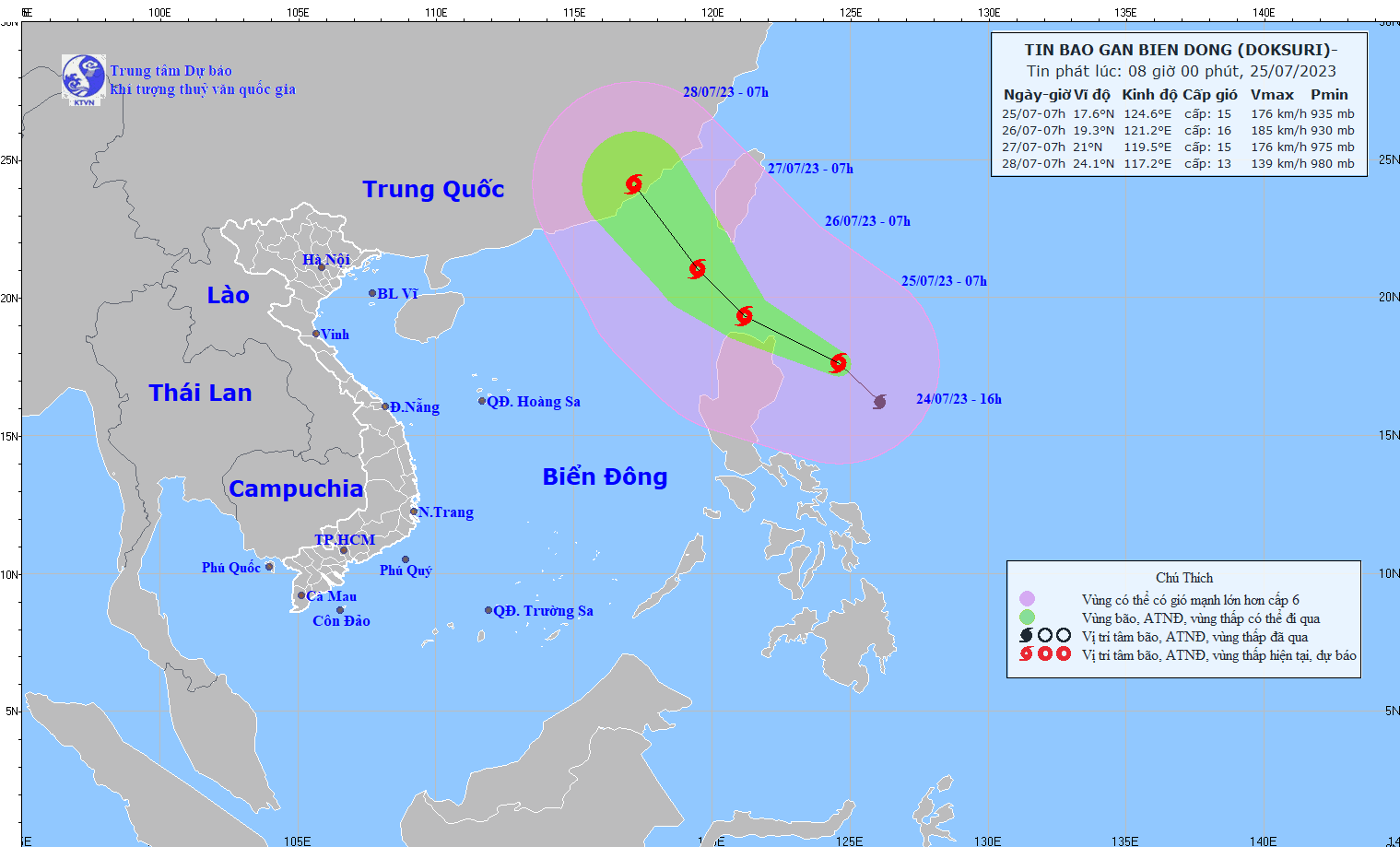 Bão Doksuri mạnh lên thành siêu bão, gió giật trên cấp 17 - Ảnh 1.