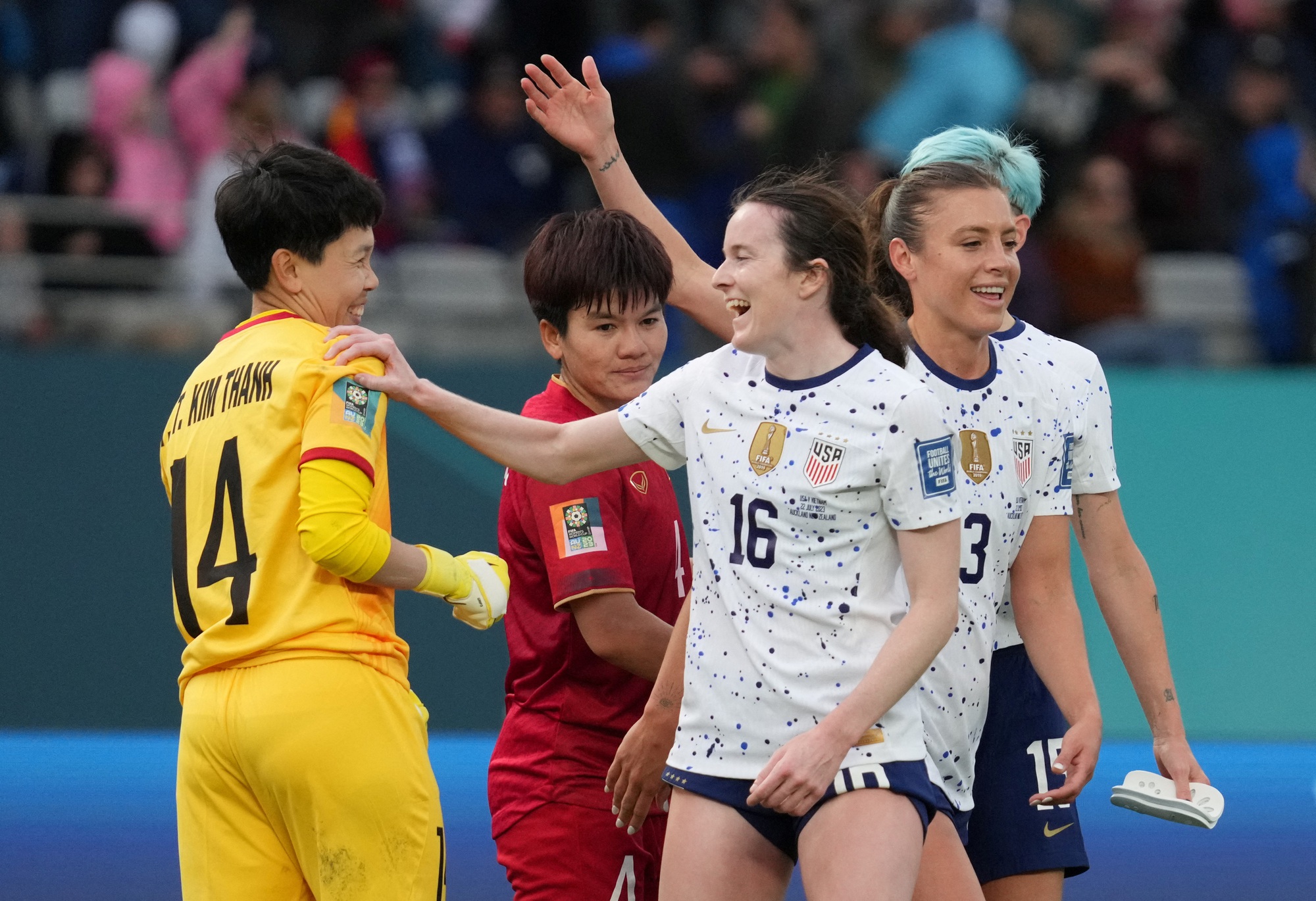 Kim Thanh nhận được sự khâm phục từ đội tuyển nữ Mỹ tại World Cup 2023