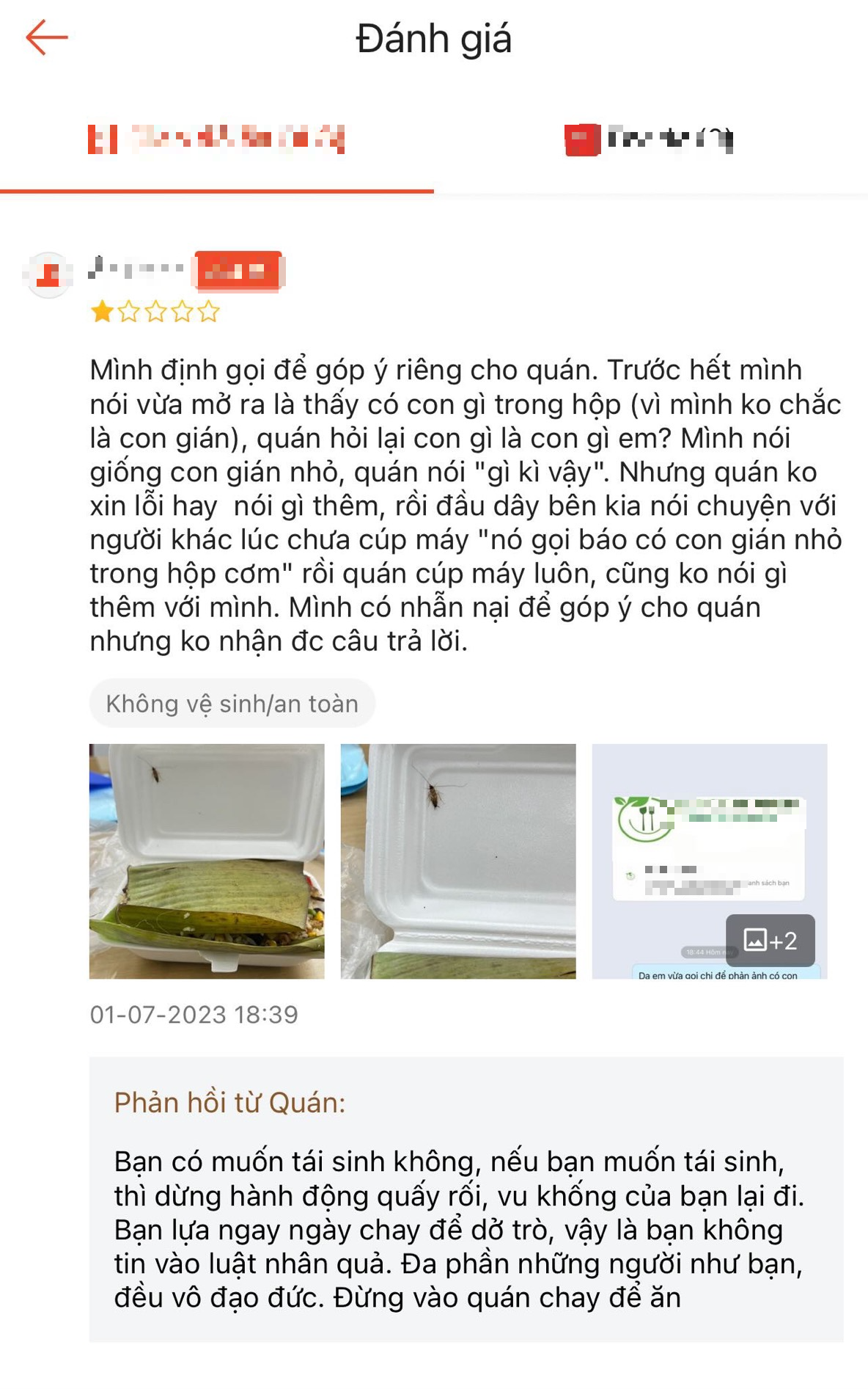 Quán TP.HCM hỏi khách ‘có muốn tái sinh không’ khi báo cơm có con vật giống gián - Ảnh 2.