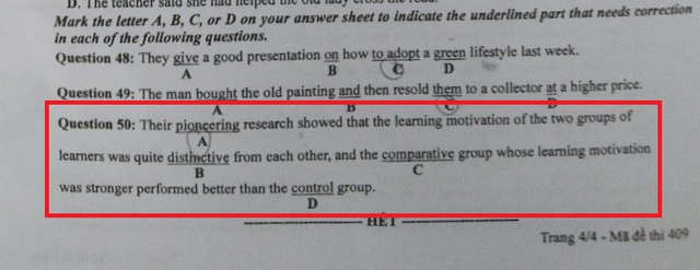 Bộ GD-ĐT chấp nhận 2 đáp án cho câu hỏi gây tranh cãi trong đề tiếng Anh - Ảnh 1.