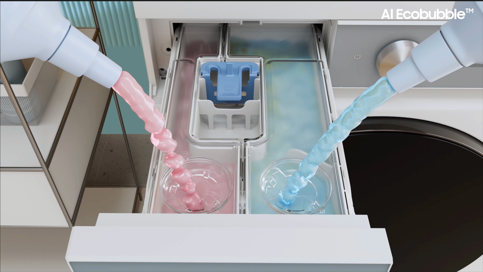 ຊ່ອງຊັກ ແລະ rinsing ອັດຕະໂນມັດຂອງ Samsung ແມ່ນດີເລີດຍ້ອນຄວາມສາມາດໃນການກະຈາຍຂອງຜົງຊັກຟອກຕາມລະດັບຂອງຝຸ່ນໃນເຄື່ອງນຸ່ງຫົ່ມ. Ngăn giặt xả tự động Samsung ưu việt hơn nhờ khả năng phân bổ nước giặt xả theo độ bẩn áo quần