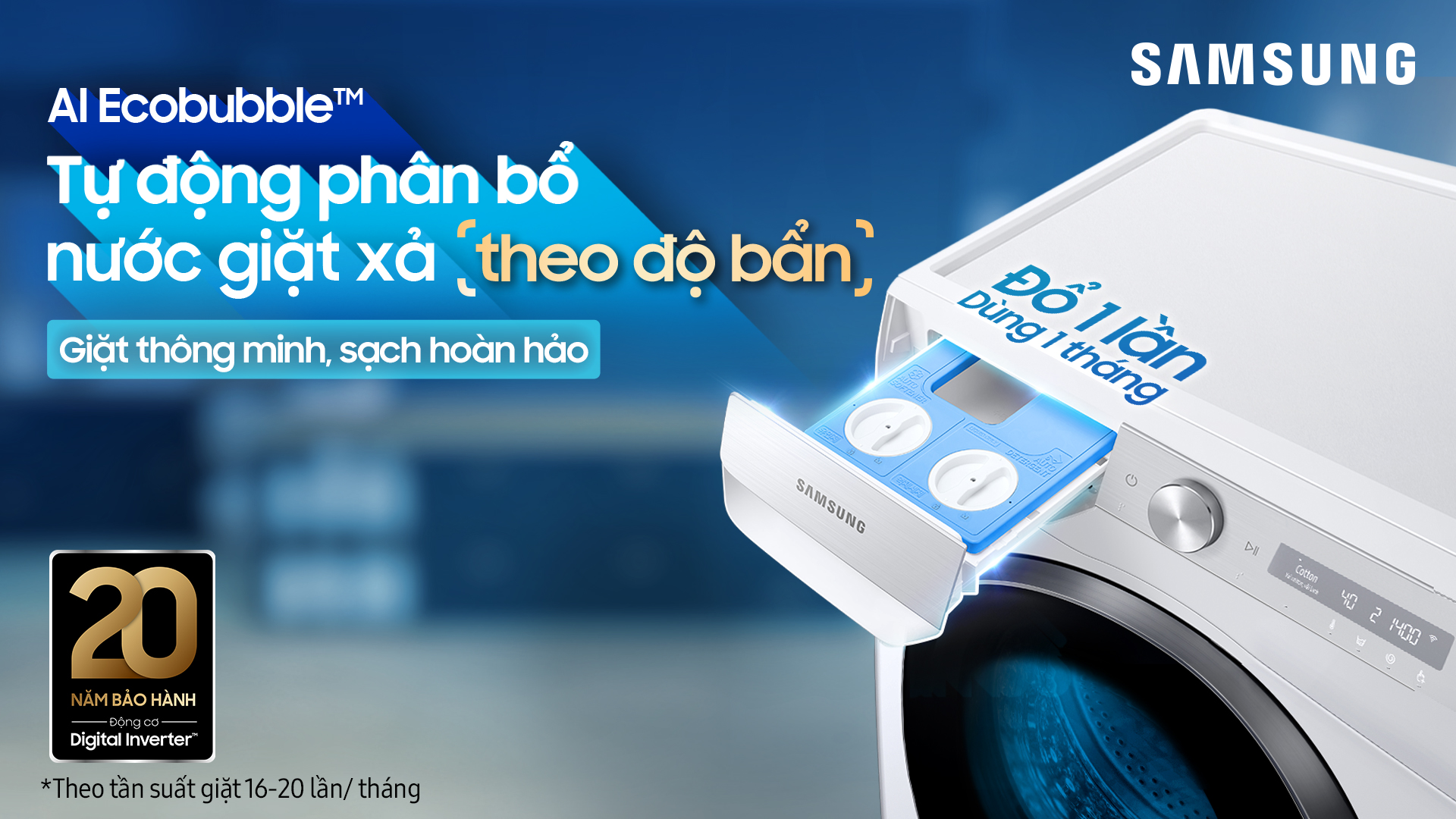 ຖອກຄັ້ງດຽວ, ໃຊ້ໄດ້ 1 ເດືອນ ເປັນບວກໃຫຍ່ເພື່ອຄວາມສະດວກສະບາຍຂອງ AI Ecobubble Đổ 1 lần, dùng 1 tháng là điểm cộng lớn về sự tiện lợi của AI Ecobubble