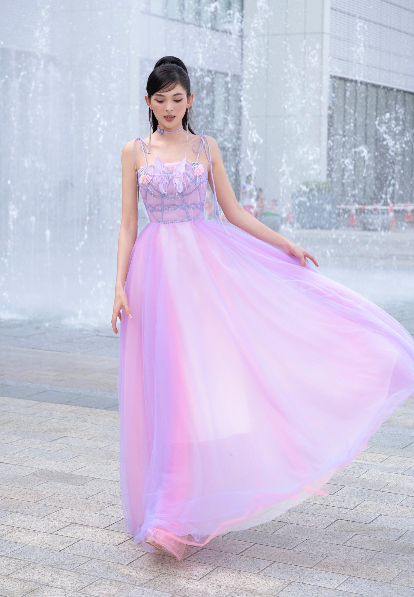 Váy công chúa bé gái thiết kế cao cấp cho bé đi dự tiệc phù dâu tùng dài  siêu xòe sát nách màu hồng DBG087 | Lazada.vn