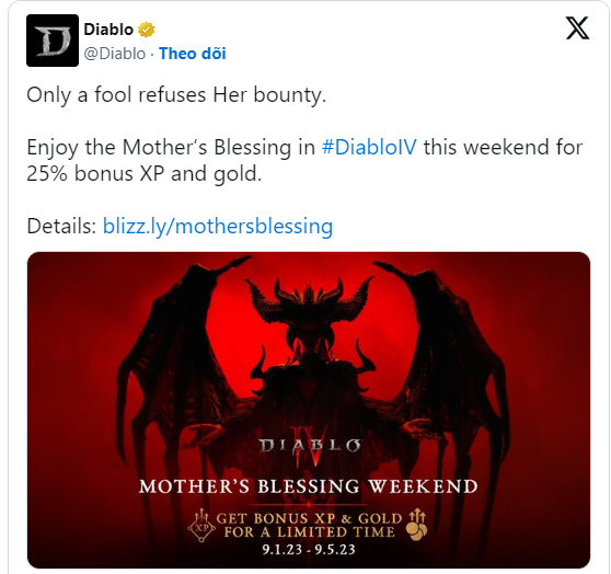 Diablo IV công bố tăng thưởng vàng và kinh nghiệm dịp cuối tuần này - Ảnh 2.