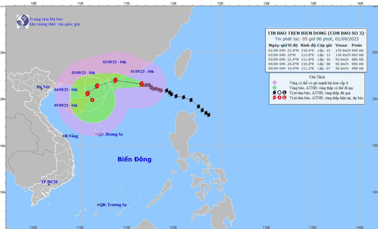Tin tức thời tiết hôm nay 1.9.2023: Bão số 3 di chuyển như thế nào? - Ảnh 1.