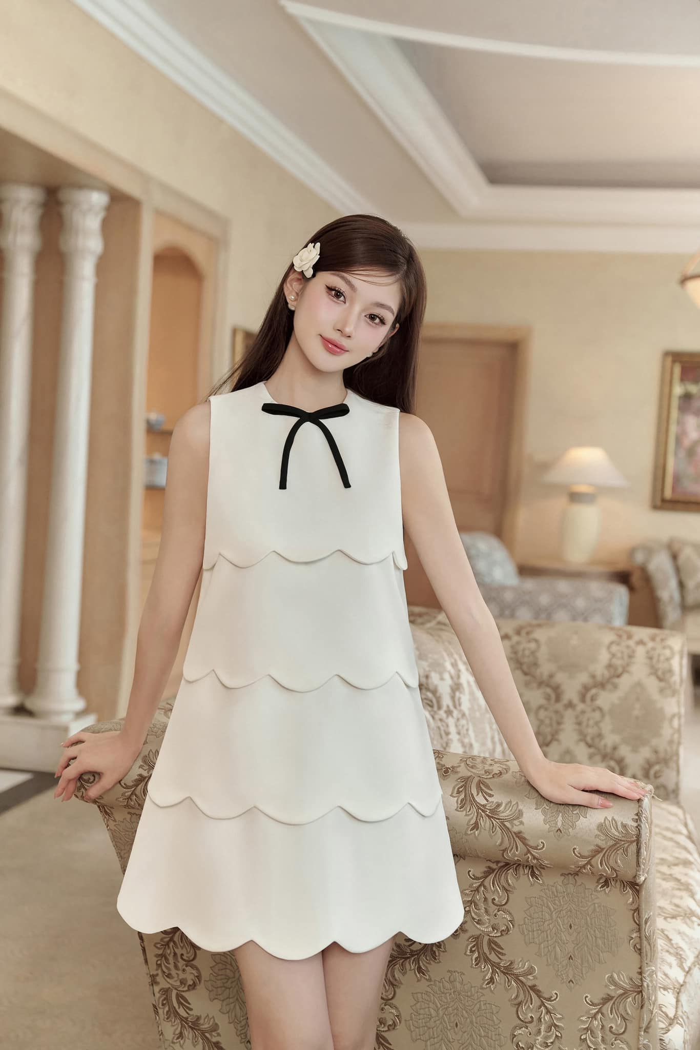 Set váy dài tiểu thư áo phối cổ viền sang chảnh, bồng bềnh siêu xinh thích  hợp đi dự tiệc, đi chơi | Shopee Việt Nam