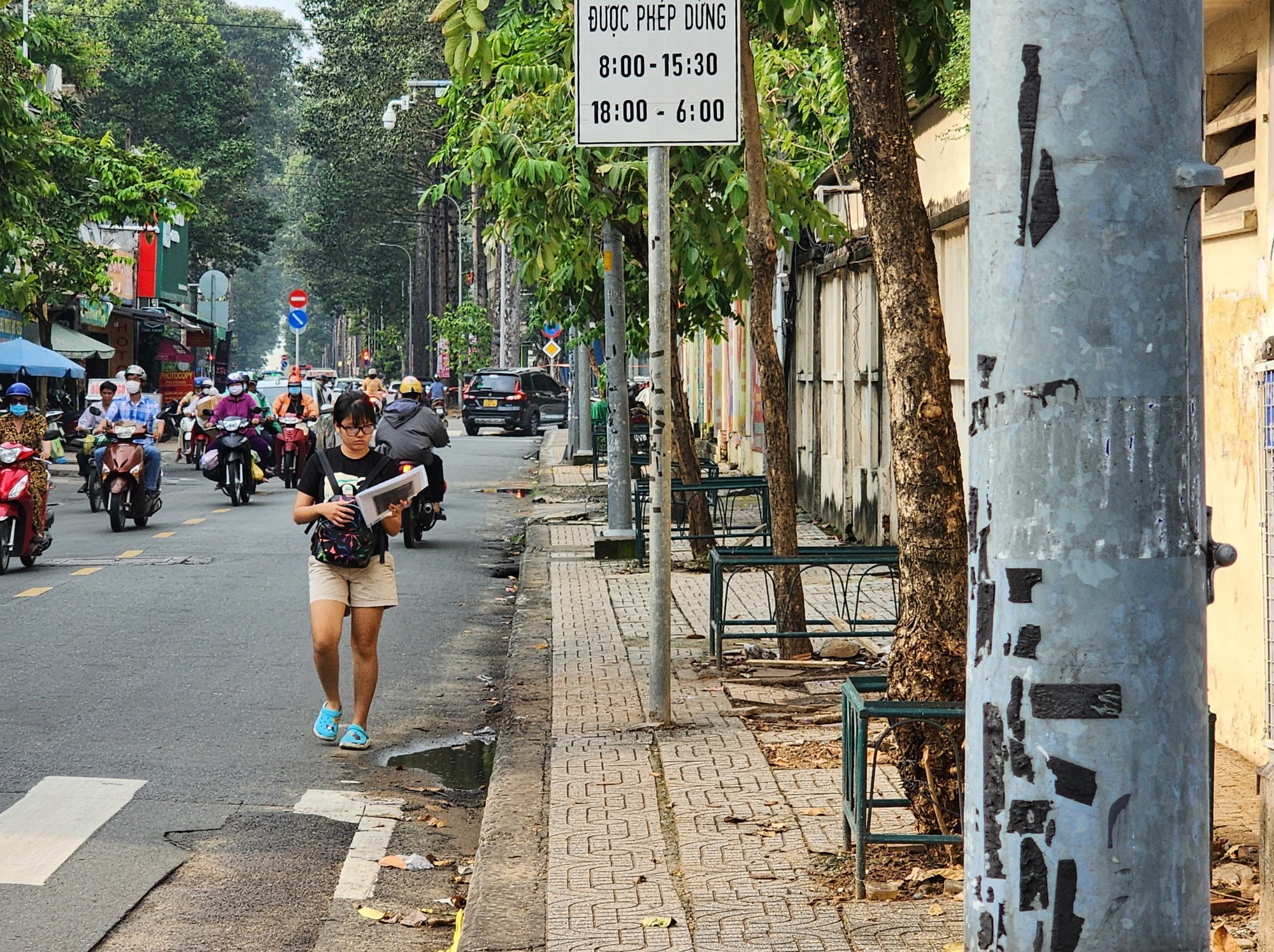 Vì sao nhiều thảm cỏ ốp trụ điện chống quảng cáo 'bẩn' ở TP.HCM bị tháo dở? - Ảnh 1.