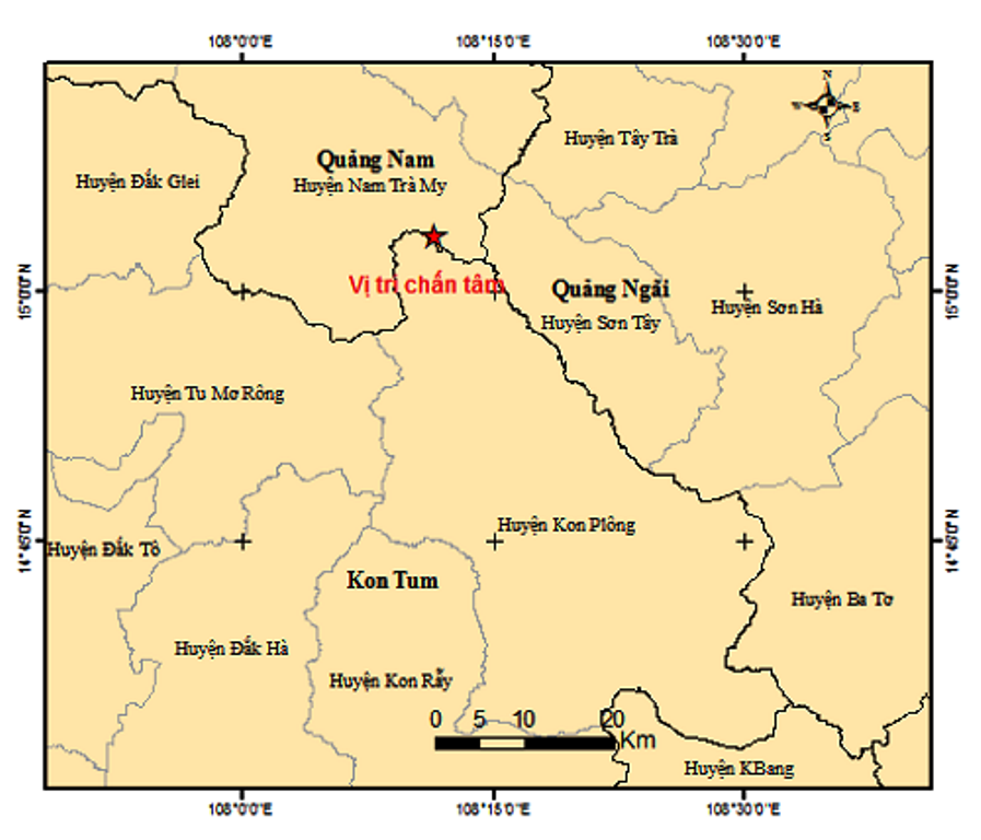 Hai trận động đất xảy ra liên tiếp ở tỉnh Quảng Nam và Kon Tum - Ảnh 1.