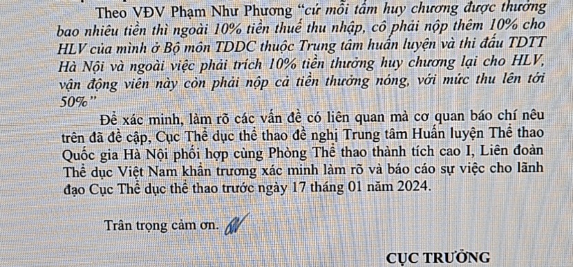 Vụ VĐV TDDC tố bị HLV ăn chặn tiền thưởng: Ngành thể thao nói gì?- Ảnh 2.