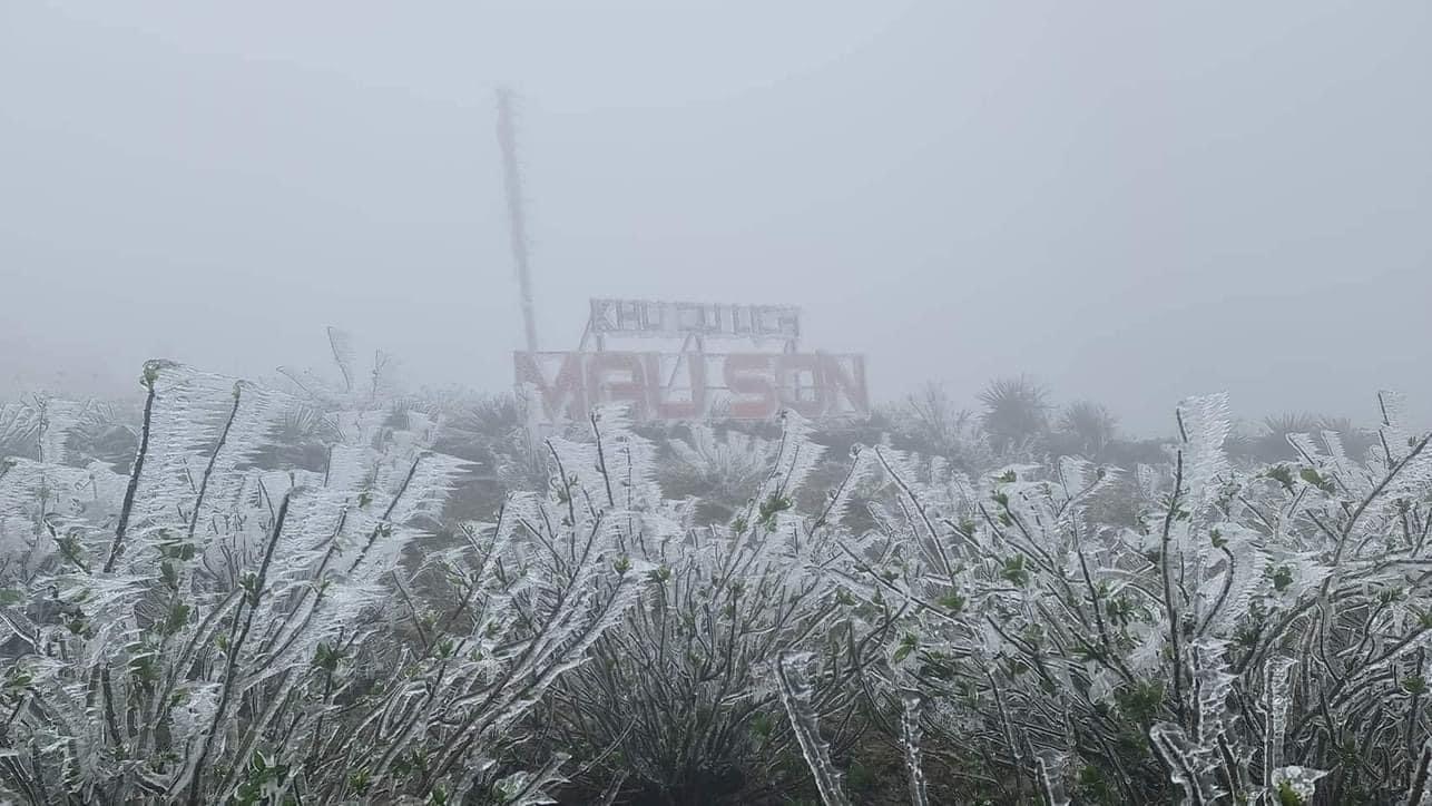 Cận cảnh băng tuyết phủ trắng, dày đặc trên đỉnh Mẫu Sơn- Ảnh 1.