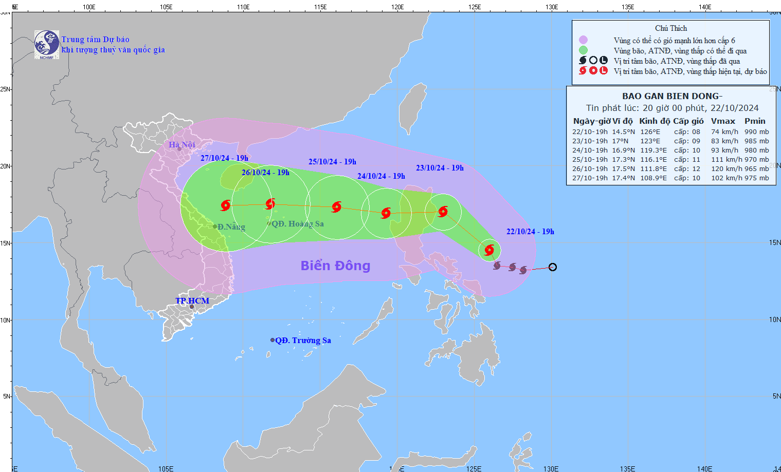 Bão Trà Mi vào Biển Đông ngày 24.10, có thể đạt cấp 12, giật cấp 15- Ảnh 1.