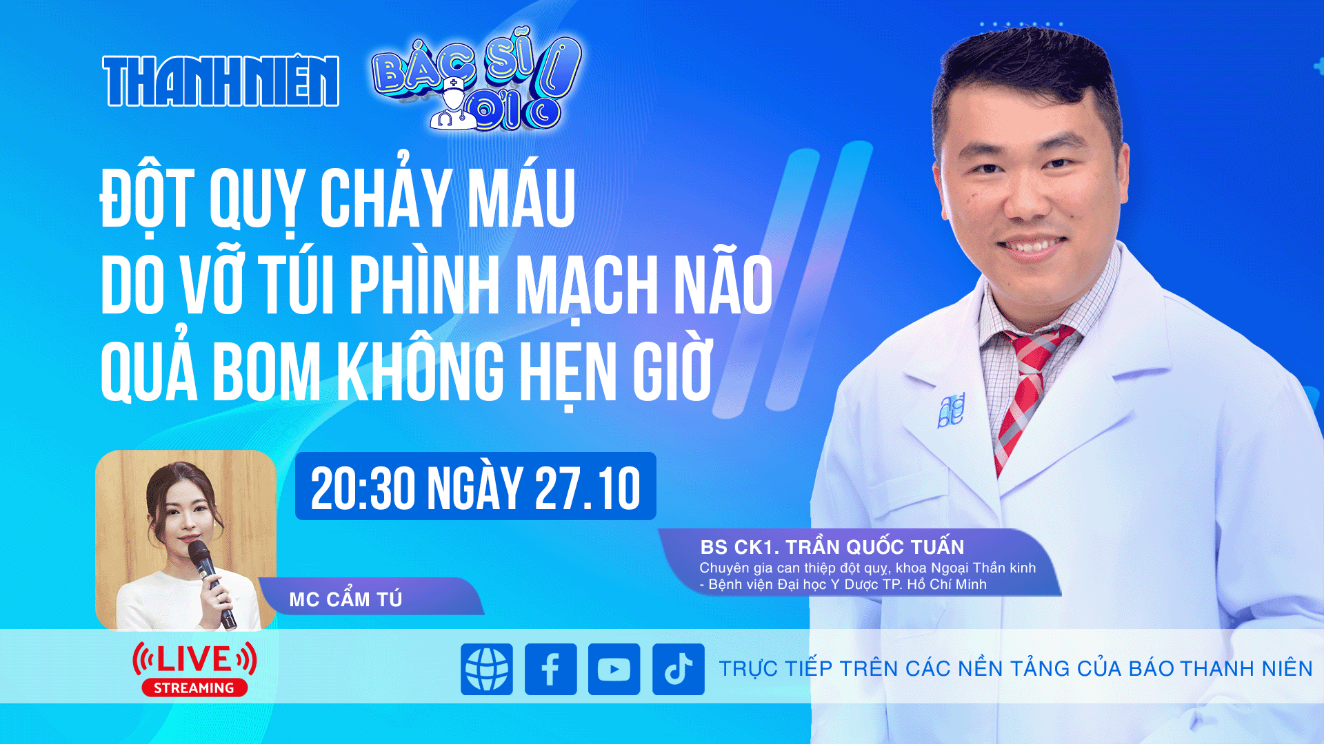 Bác sĩ ơi: Đột quỵ chảy máu do vỡ túi phình mạch máu não - Quả bom không hẹn giờ- Ảnh 1.