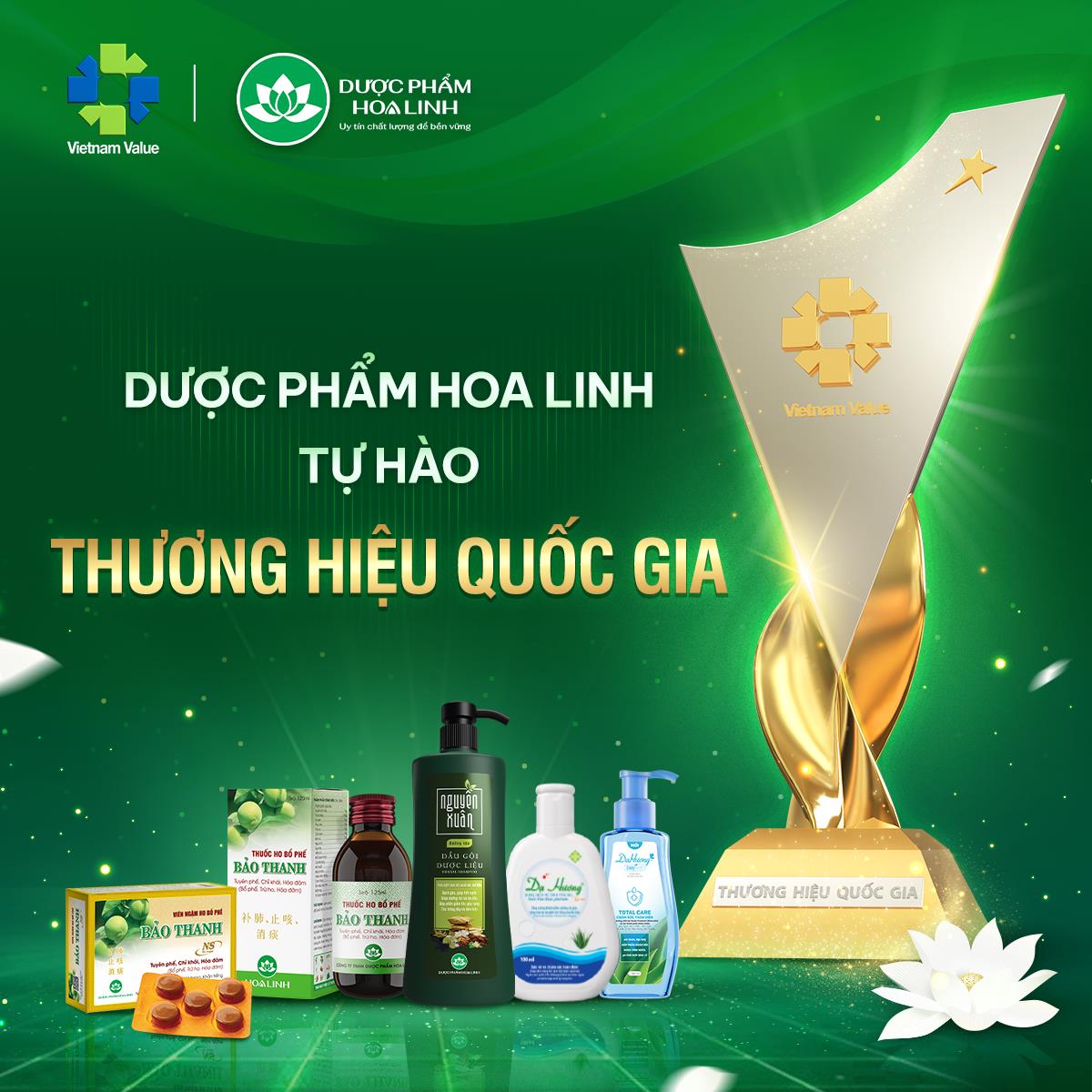 Dược phẩm Hoa Linh đạt chứng nhận thương hiệu quốc gia với 3 sản phẩm Dạ Hương, Nguyên Xuân, Bảo Thanh