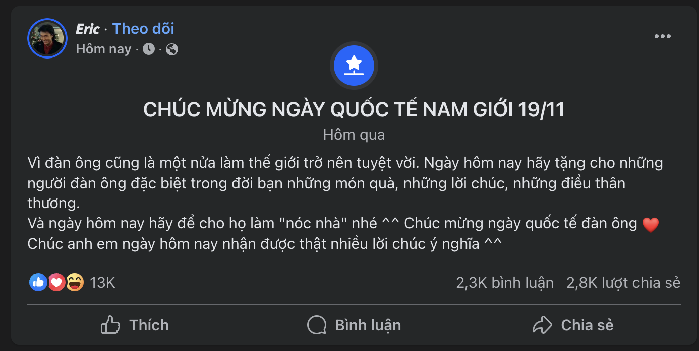 Ngày Quốc tế đàn ông 19.11: Phái nam có cần được tặng quà hay không?- Ảnh 2.