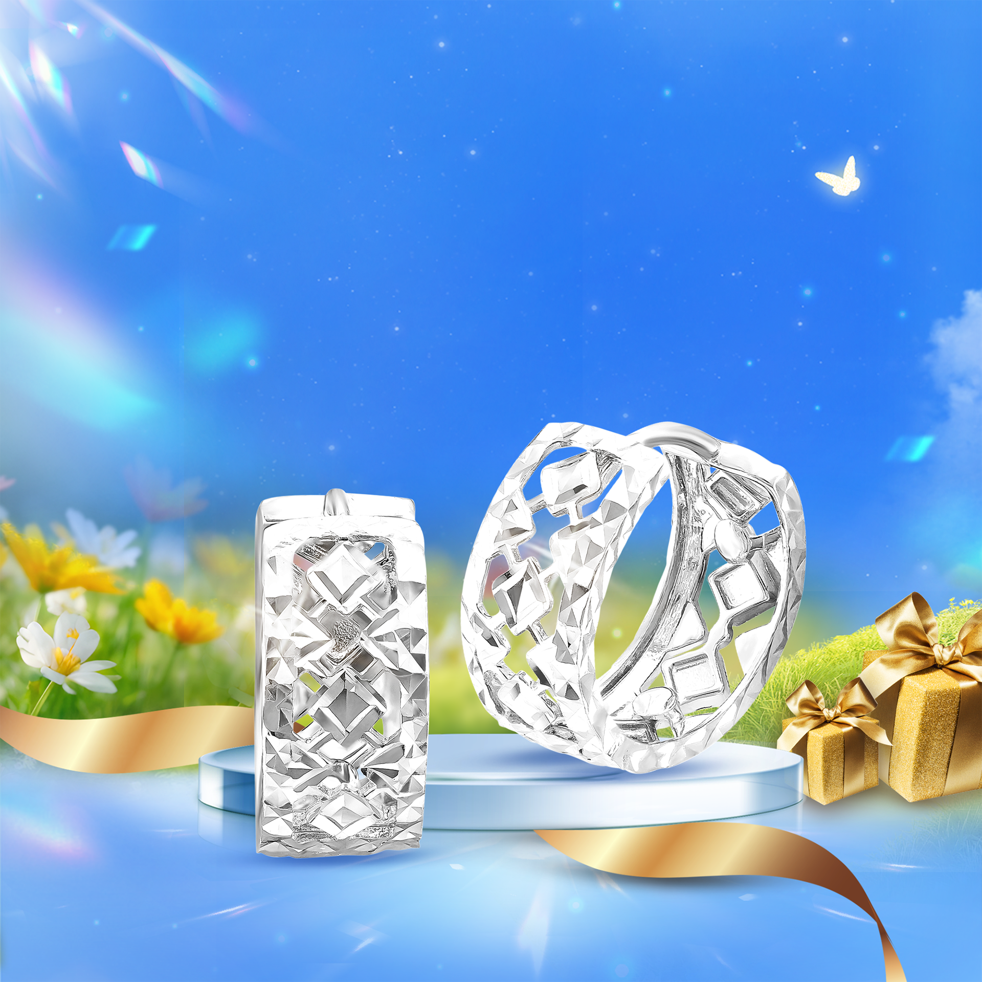 Bông tai trang sức Ý dáng vòng tạo điểm nhấn cuốn hút cho gương mặt của phái đẹp. Ảnh: PNJ Bông tai trang sức Ý dáng vòng tạo điểm nhấn cuốn hút cho gương mặt của phái đẹp. Ảnh: PNJ