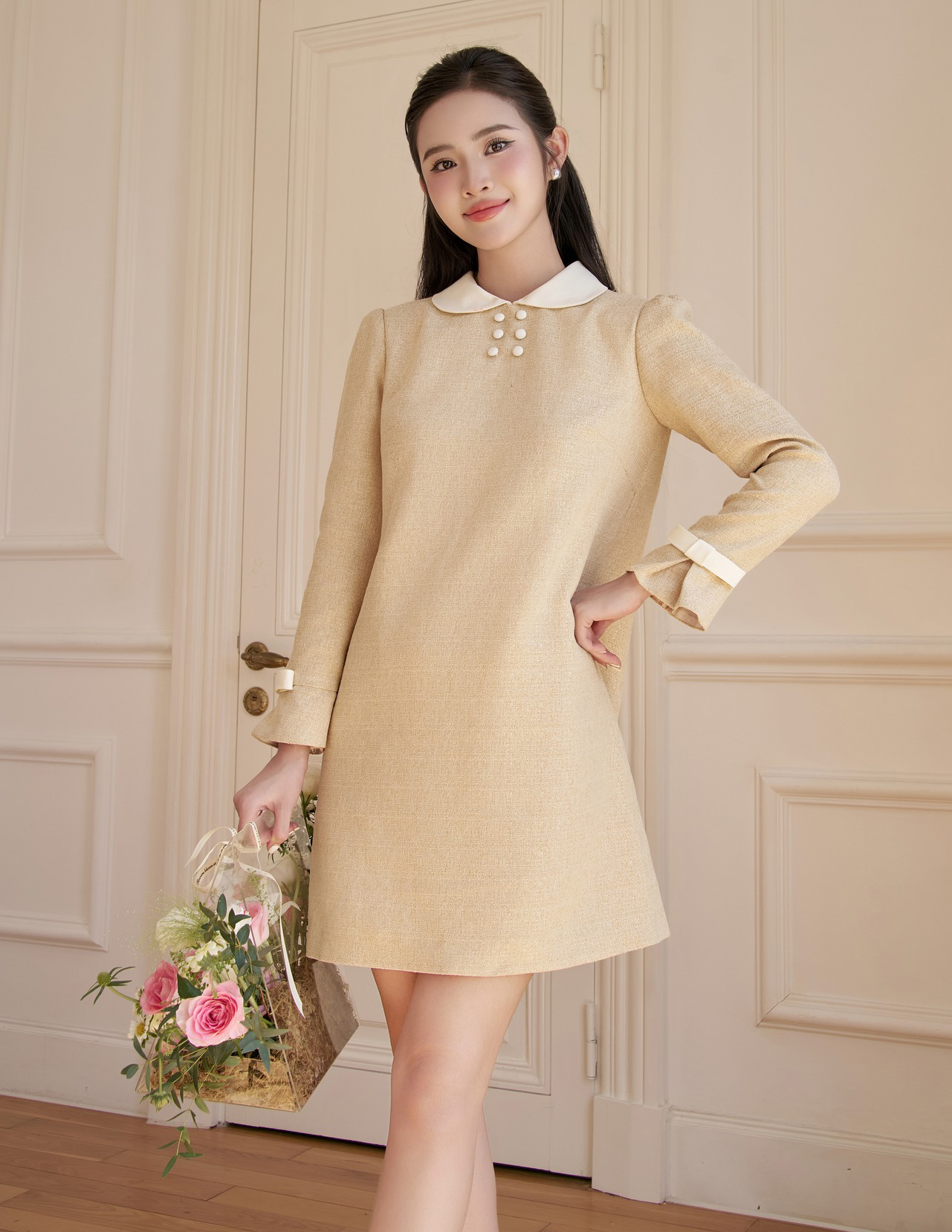 Rovné šaty jsou jednoduché, ale přesto krásné a působivé - Foto 6. Váy suông tuy đơn giản nhưng vẫn xinh đẹp, ấn tượng bậc nhất- Ảnh 6.