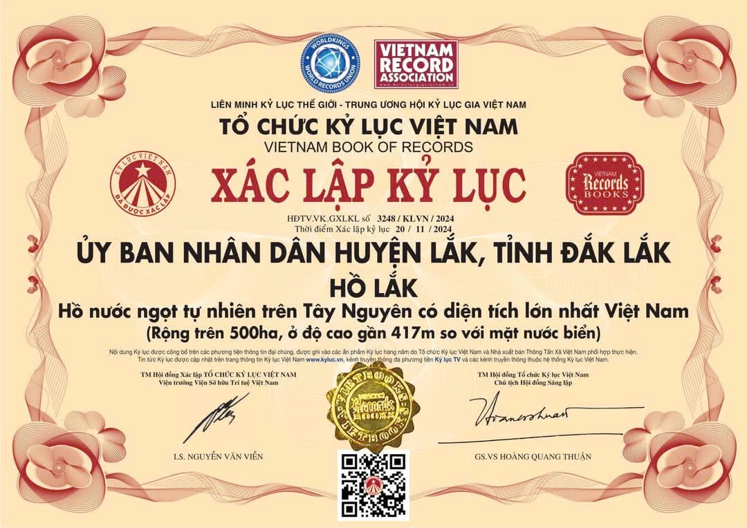 Thu hồi chứng nhận kỷ lục của hồ Lắk- Ảnh 2.