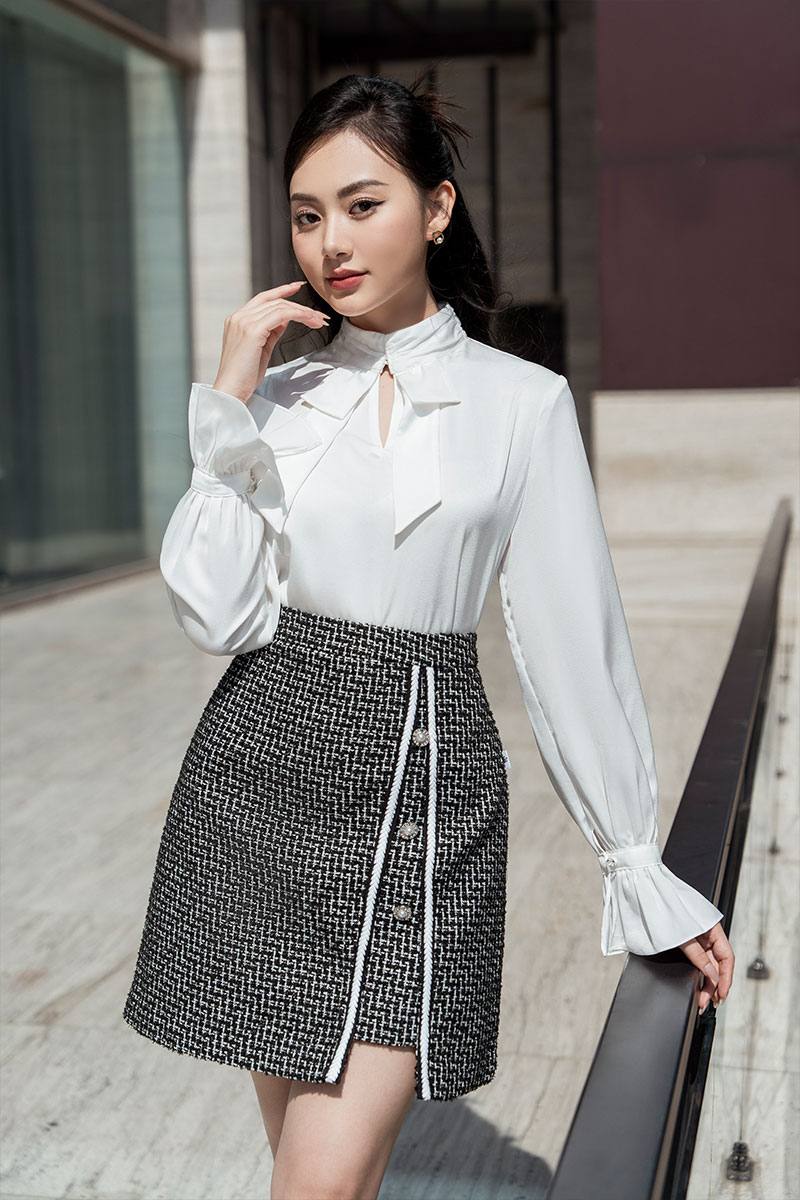 Pernyataan gaya dengan pakaian wol - Foto 8. Bản tuyên ngôn đầy phong cách với trang phục vải tweed- Ảnh 8.