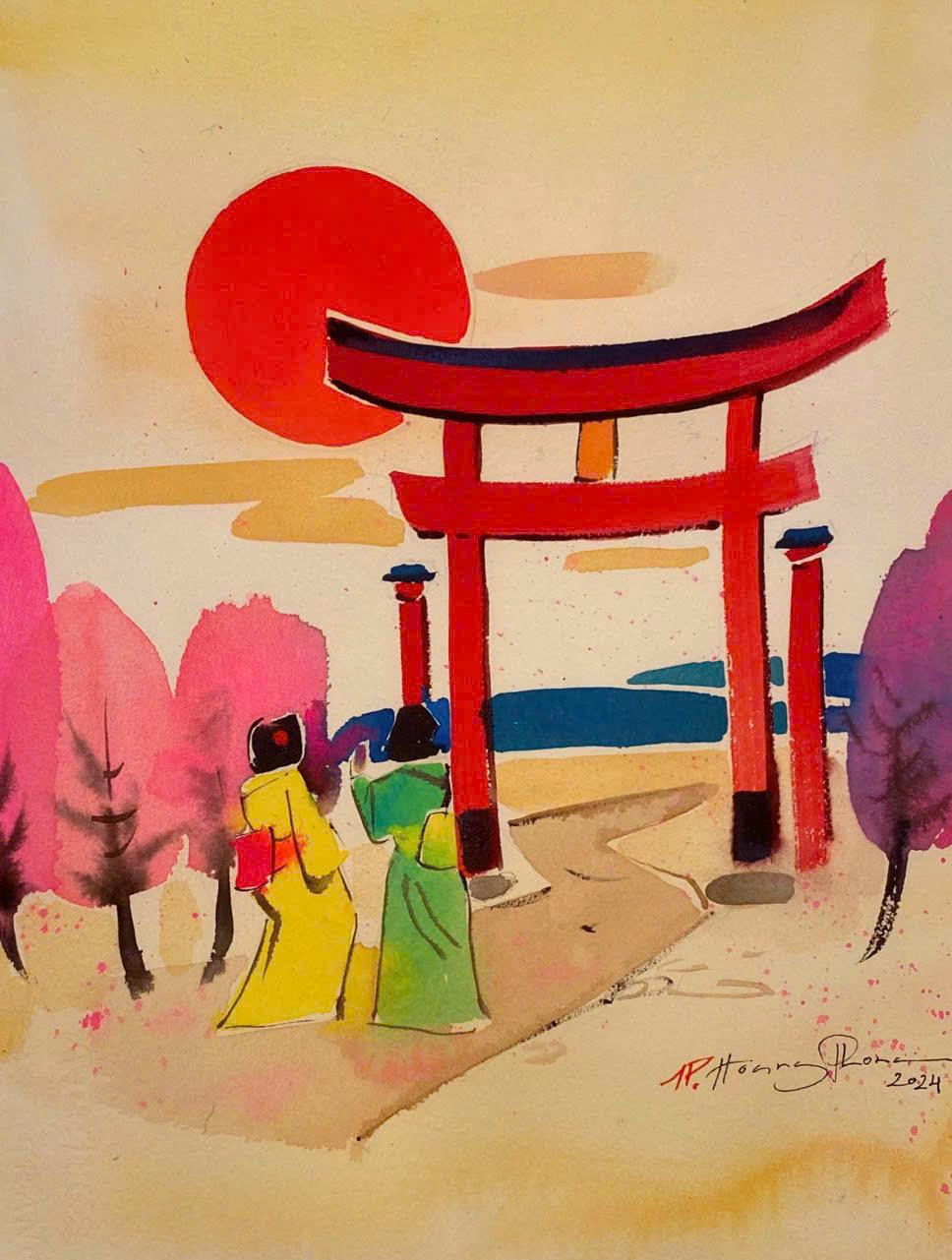 Yếu tố Thiền trong tranh của họa sĩ Hoàng Phong. ẢNH: SUN WORLD BA DEN MOUNTAIN