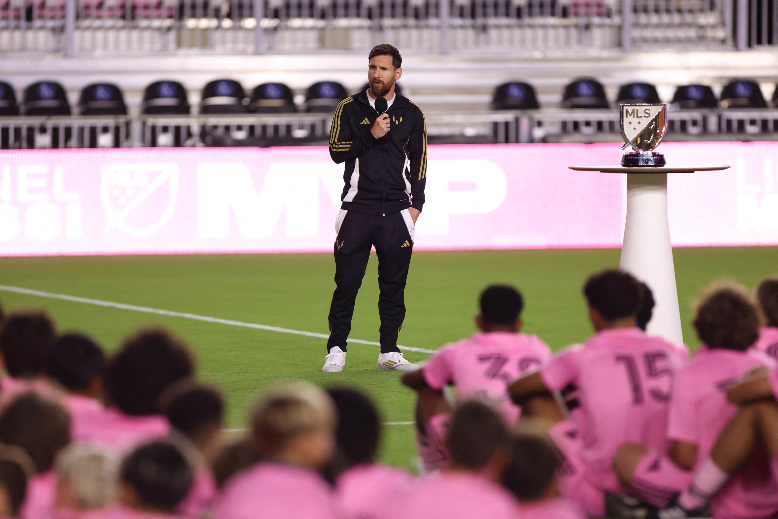 Messi received the 2024 MLS Player of the Year award in front of a group of young Inter Miami Academy players, including his three sons.