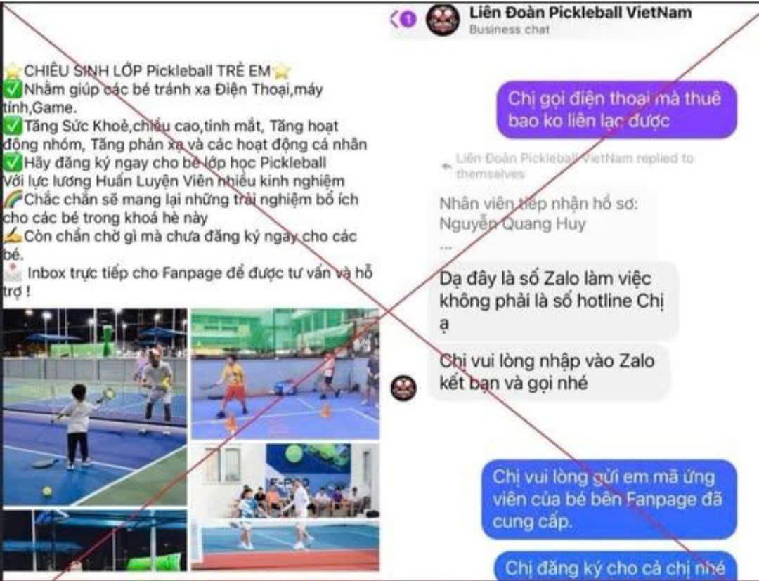 Công an cảnh báo chiêu giả mạo đăng ký tham gia học chơi Pickleball để lừa đảo- Ảnh 1.