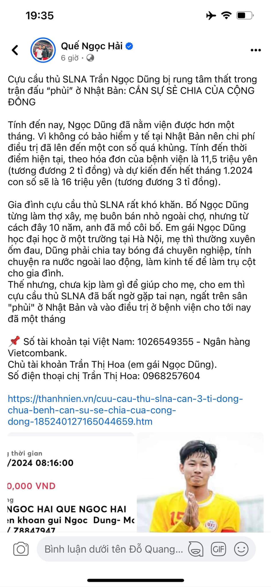 Cựu cầu thủ SLNA lâm nạn đã về tới Hà Nội: 3,5 tỉ đồng được thanh toán- Ảnh 8.