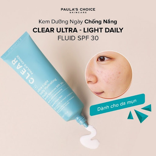 Paula’s Choice Clear Ultra-Light Daily Fluid SPF 30+ phù hợp với làn da mụn