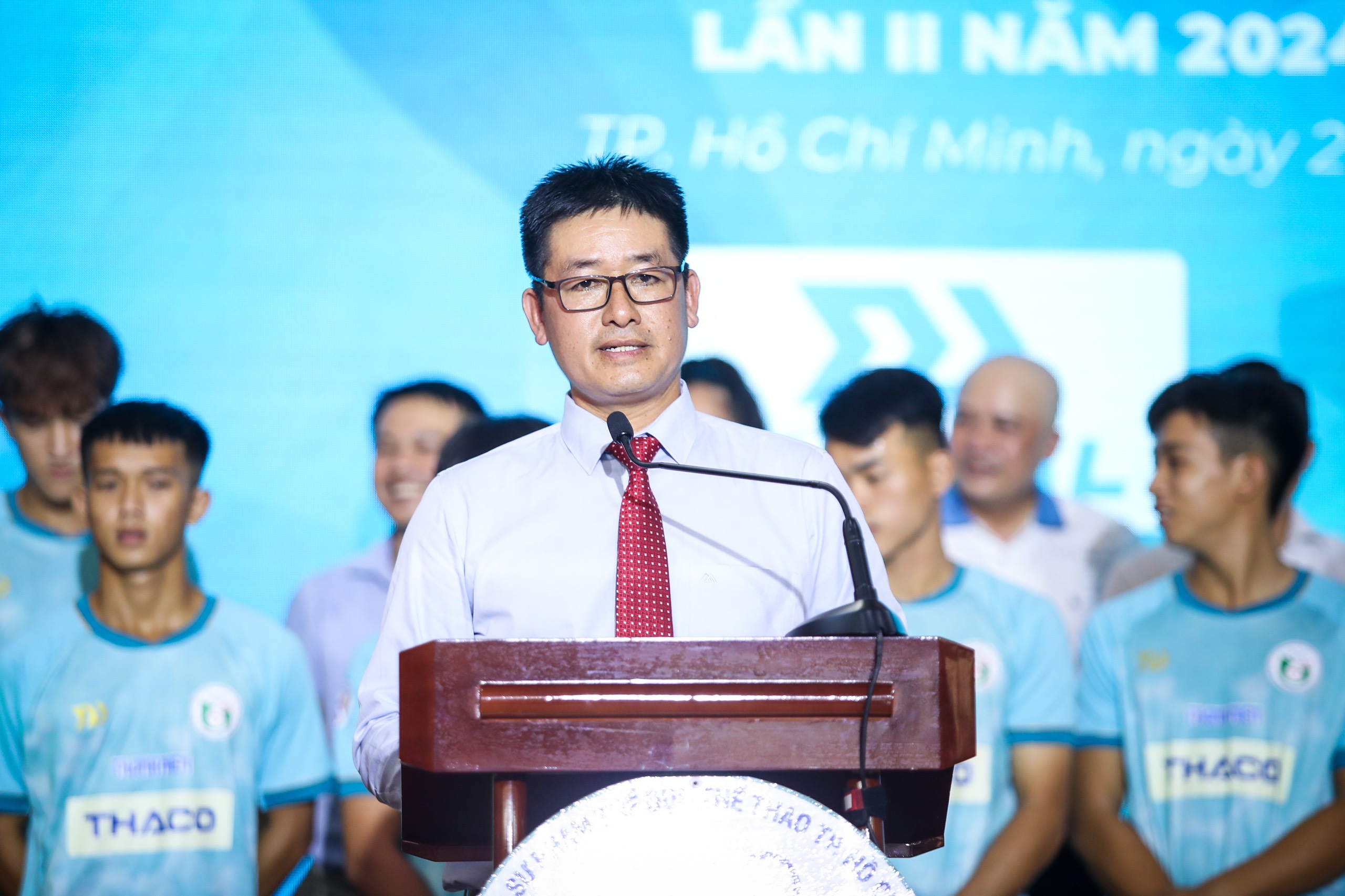 Tiến sĩ Nguyễn Kế Bình, Bí thư Đảng ủy, Chủ tịch Hội đồng trường, Trường ĐH Sư phạm TDTT TP.HCM phát biểu