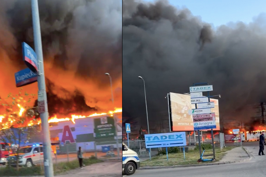 Vụ cháy diễn ra vào rạng sáng 12.5 (giờ Ba Lan) thiêu rụi nhiều gian hàng