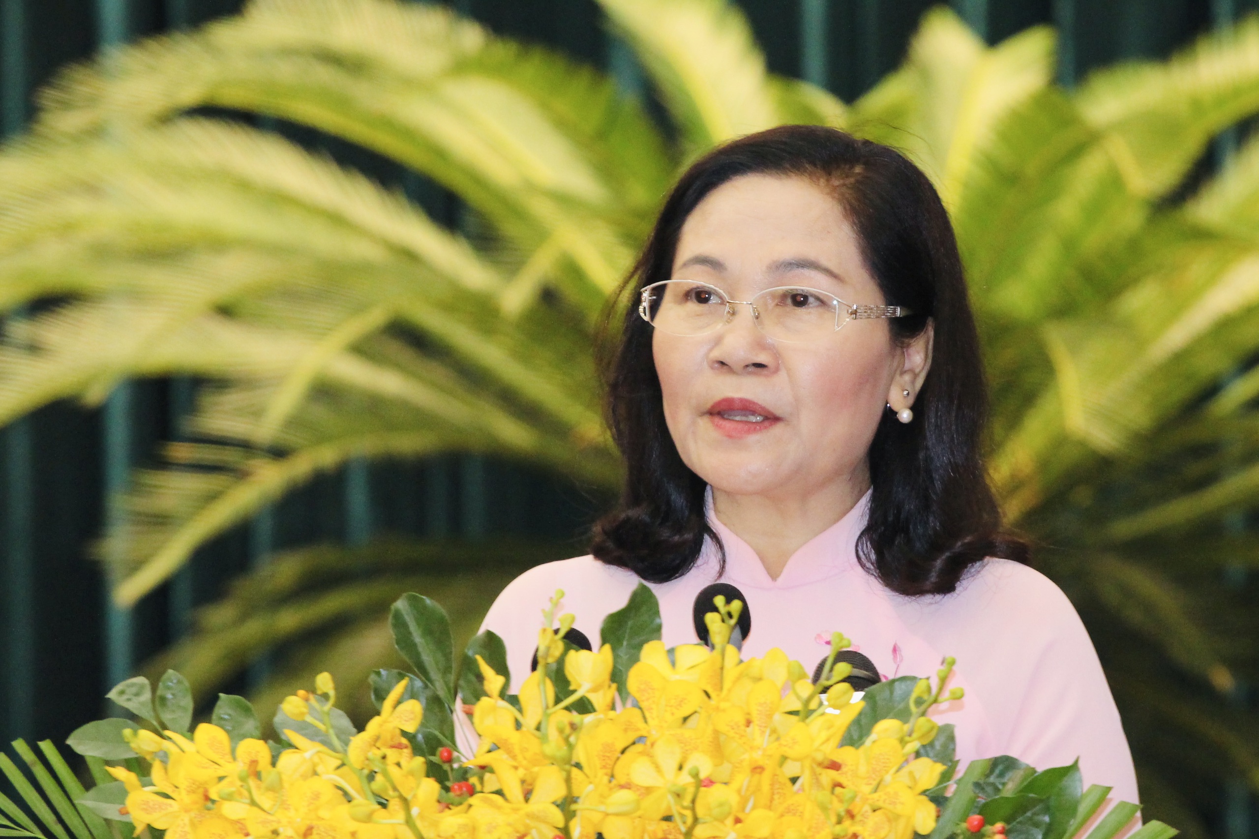 Bà Nguyễn Thị Lệ, Phó bí thư Thành ủy, Chủ tịch HĐND TP.HCM, phát biểu khai mạc kỳ họp