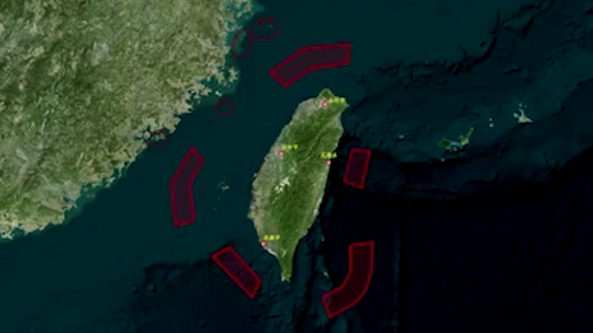 Trung Quốc công bố bản đồ các khu vực tập trận ở 5 khu vực xung quanh Đài Loan và những đảo do Đài Loan kiểm soát gần bờ biển Trung Quốc
